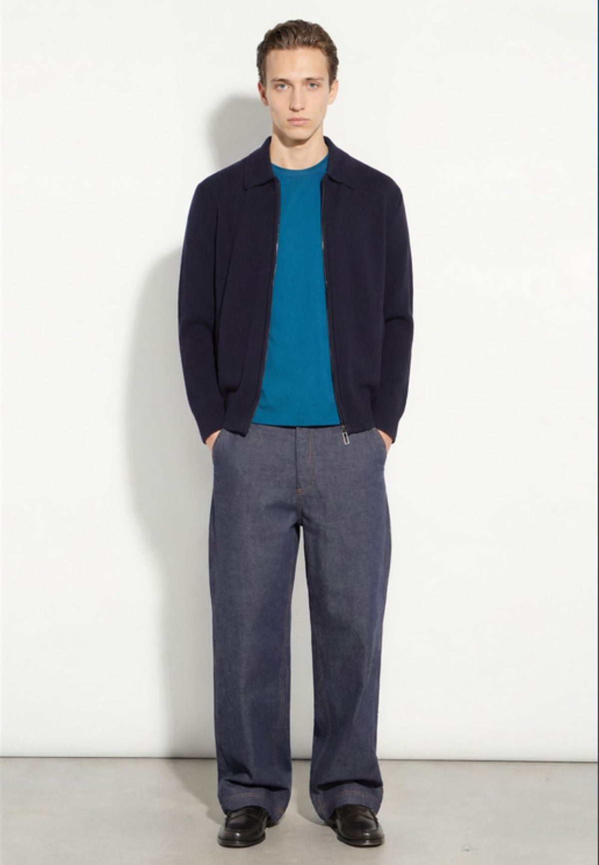 Paolo Pecora - Giubbottino Uomo in 100% Lana Merino - Blu Navy 
