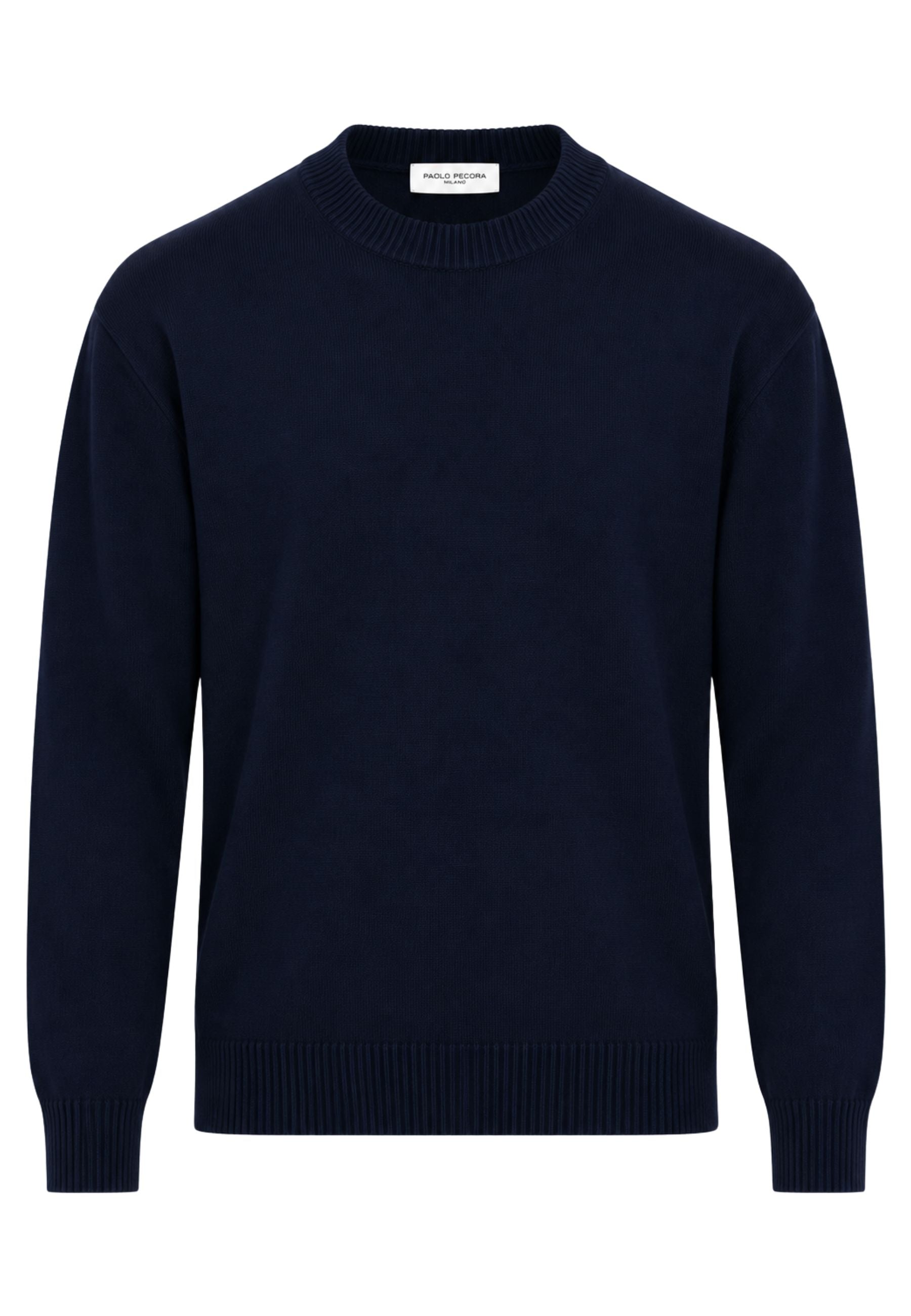 Paolo Pecora - Maglia Uomo Girocollo in 100% Lana Merino - Blu Navy 