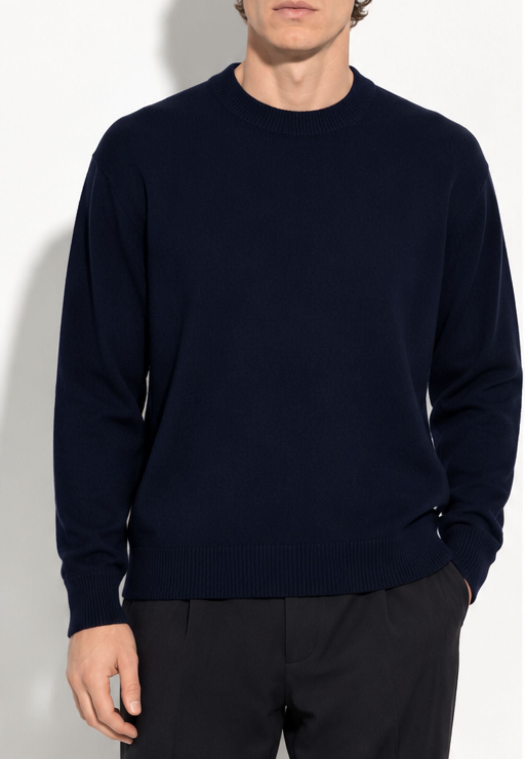 Paolo Pecora - Maglia Uomo Girocollo in 100% Lana Merino - Blu Navy 