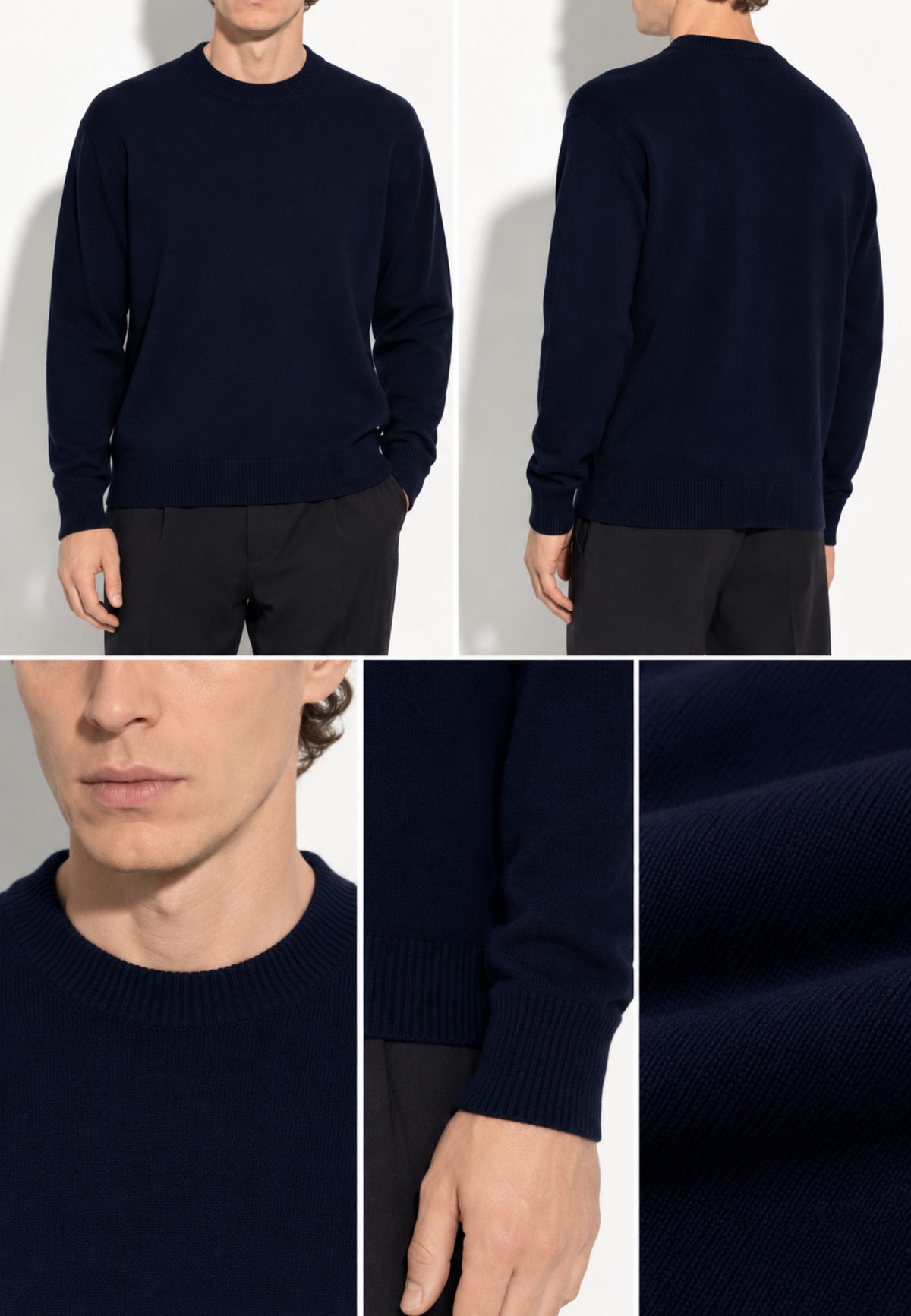 Paolo Pecora - Maglia Uomo Girocollo in 100% Lana Merino - Blu Navy 
