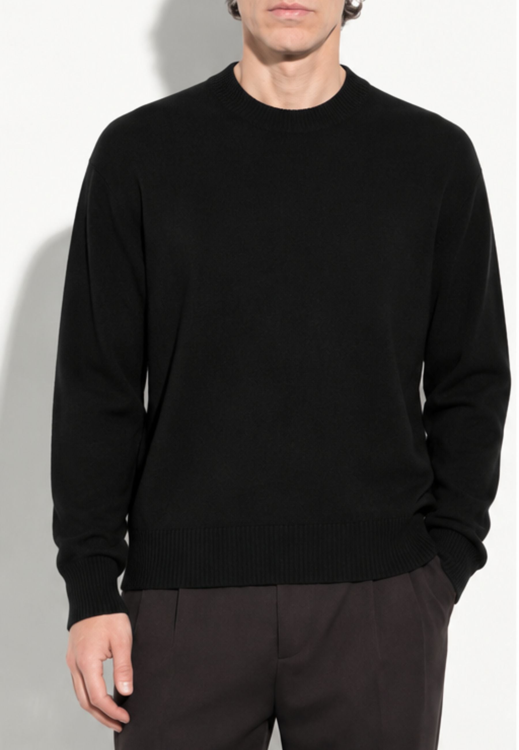 Paolo Pecora - Maglia Uomo Girocollo in 100% Lana Merino - Nero 