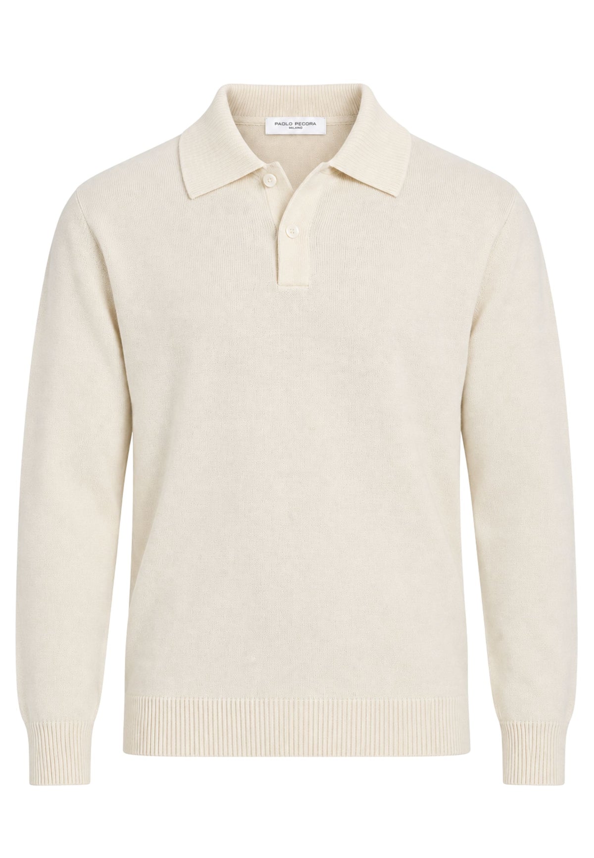 Paolo Pecora - Polo Uomo in 100% Lana Merino - Panna 