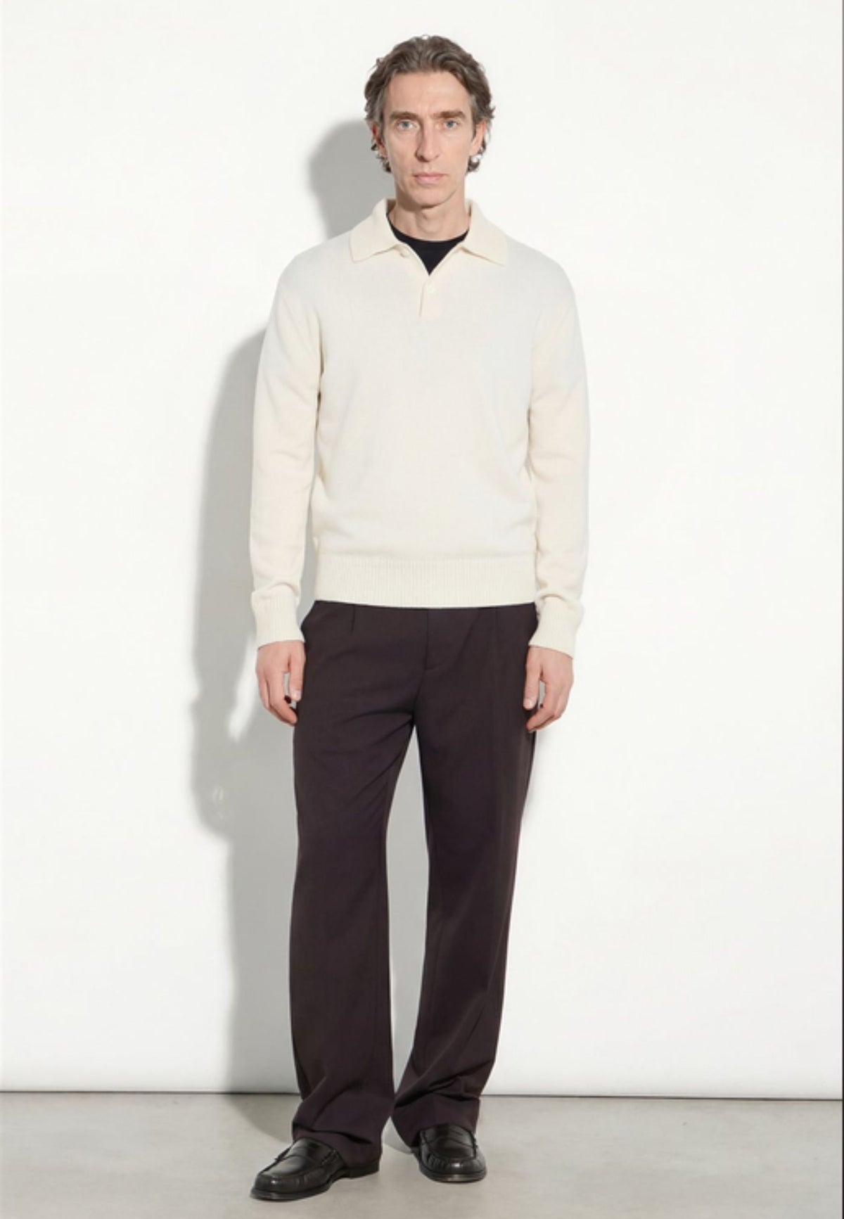 Paolo Pecora - Polo Uomo in 100% Lana Merino - Panna 