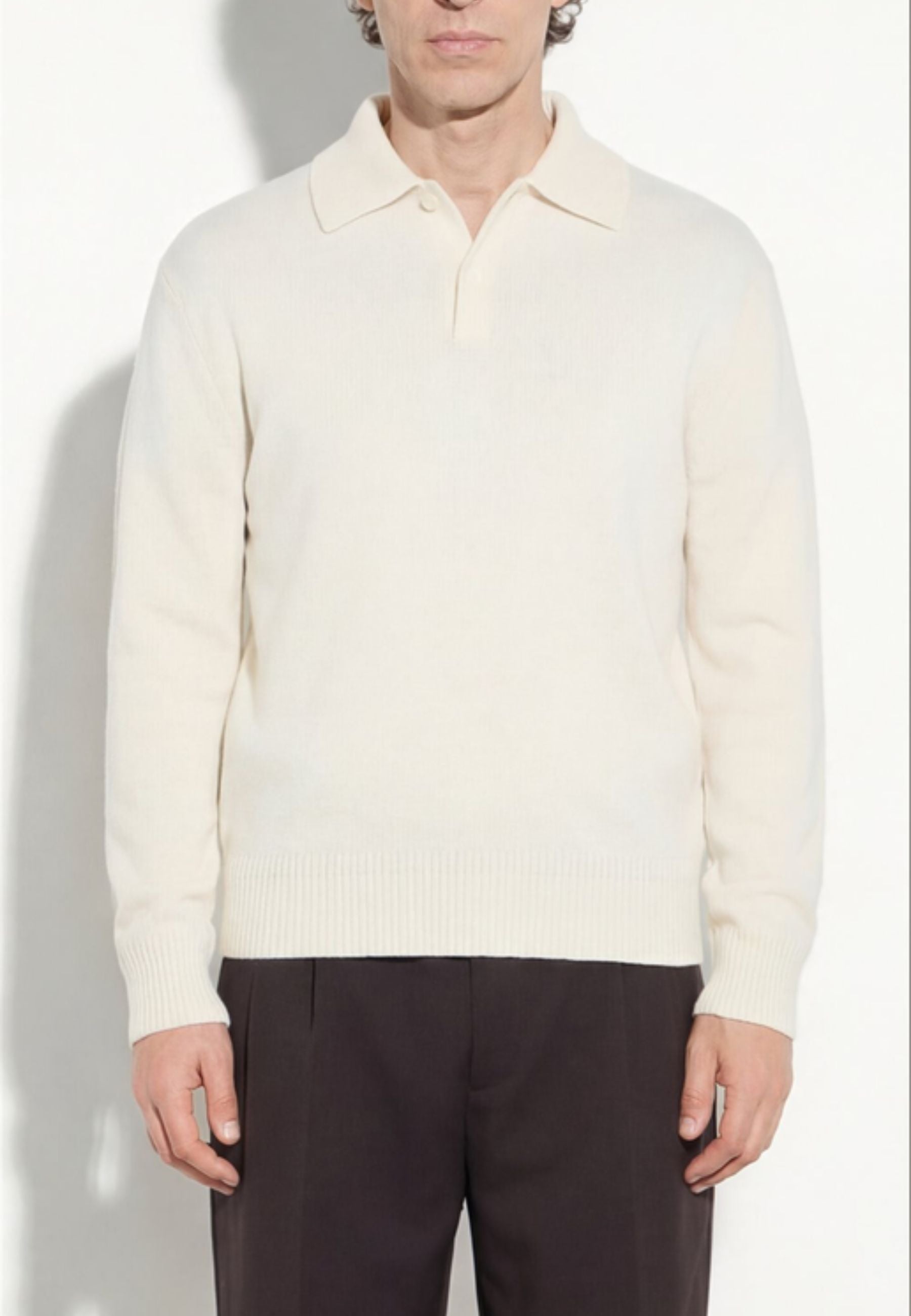 Paolo Pecora - Polo Uomo in 100% Lana Merino - Panna 