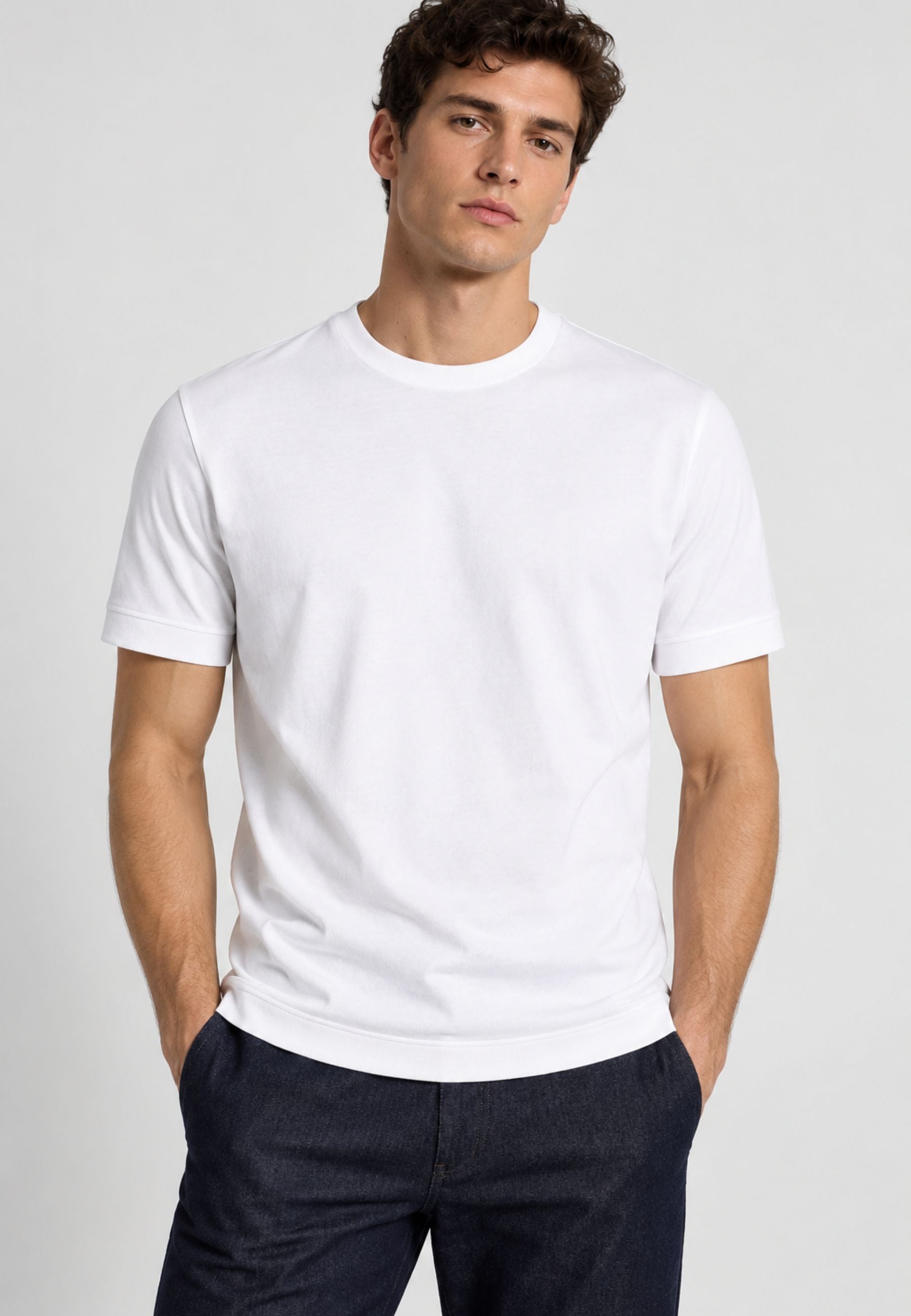 Paolo Pecora - T-Shirt Uomo Regular in Jersey di Cotone Bielastico 