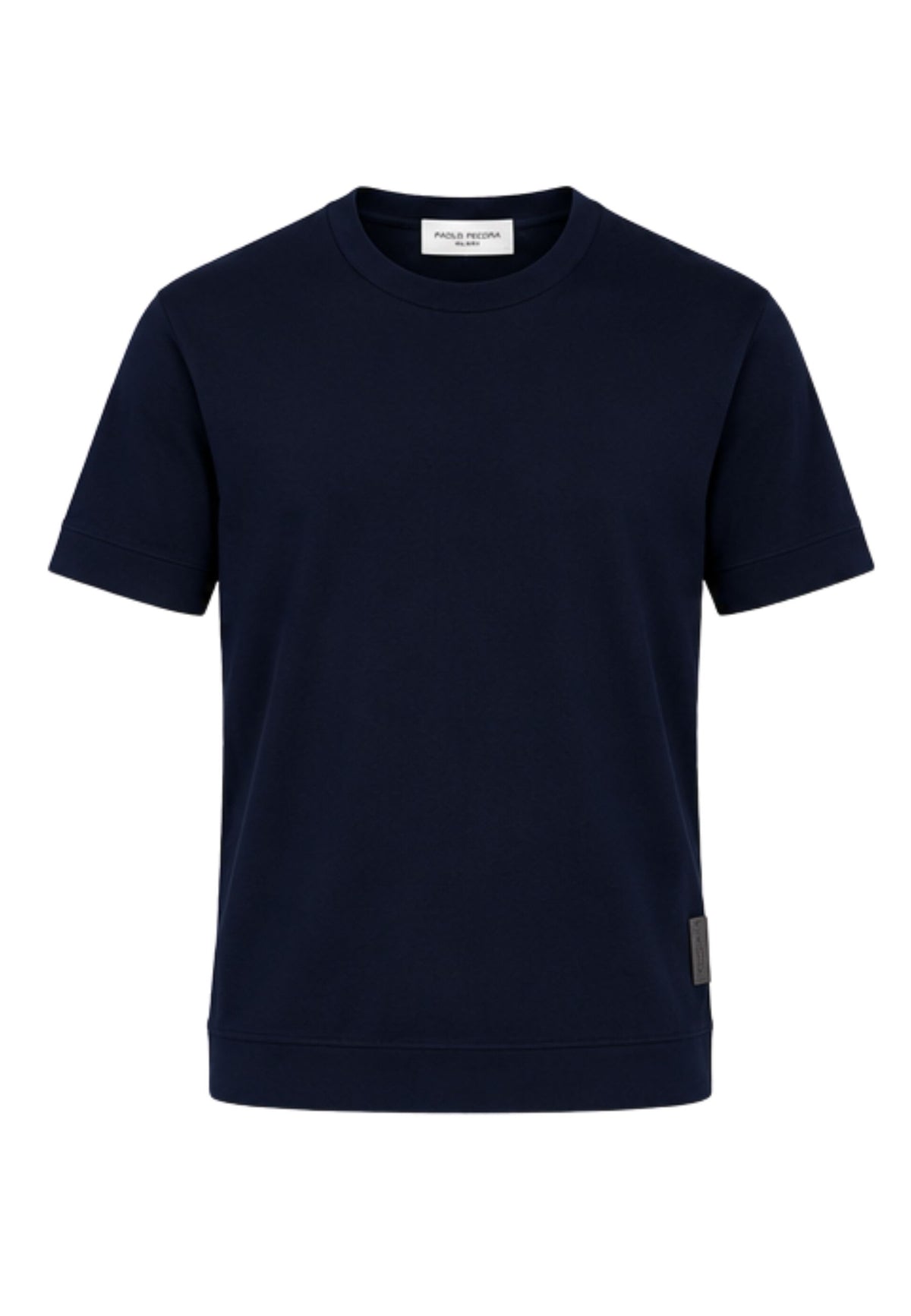 Paolo Pecora - T-Shirt Uomo Regular in Jersey di Cotone Bielastico - Blu Navy 