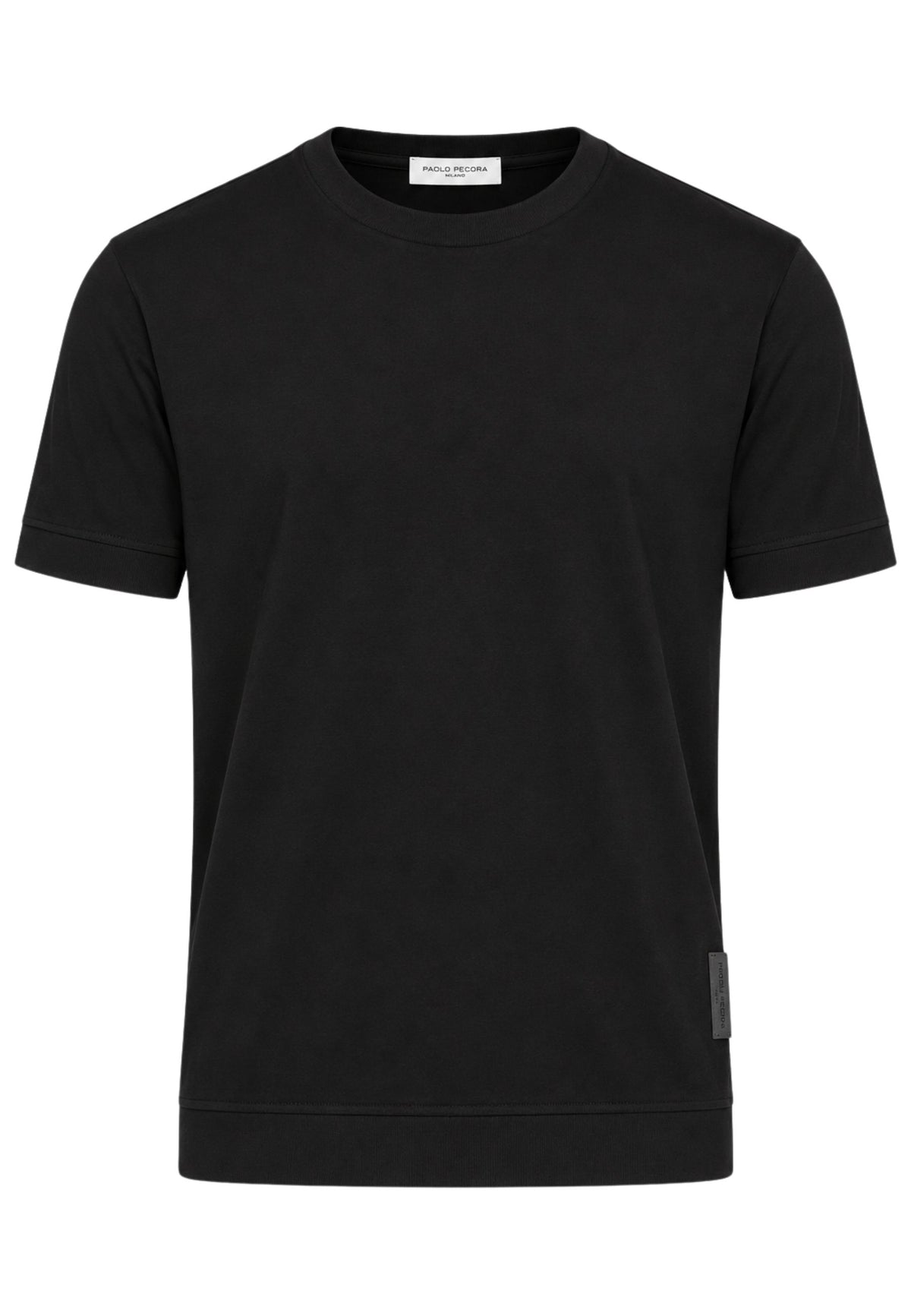 Paolo Pecora - T-Shirt Uomo Regular in Jersey di Cotone Bielastico - Nero 