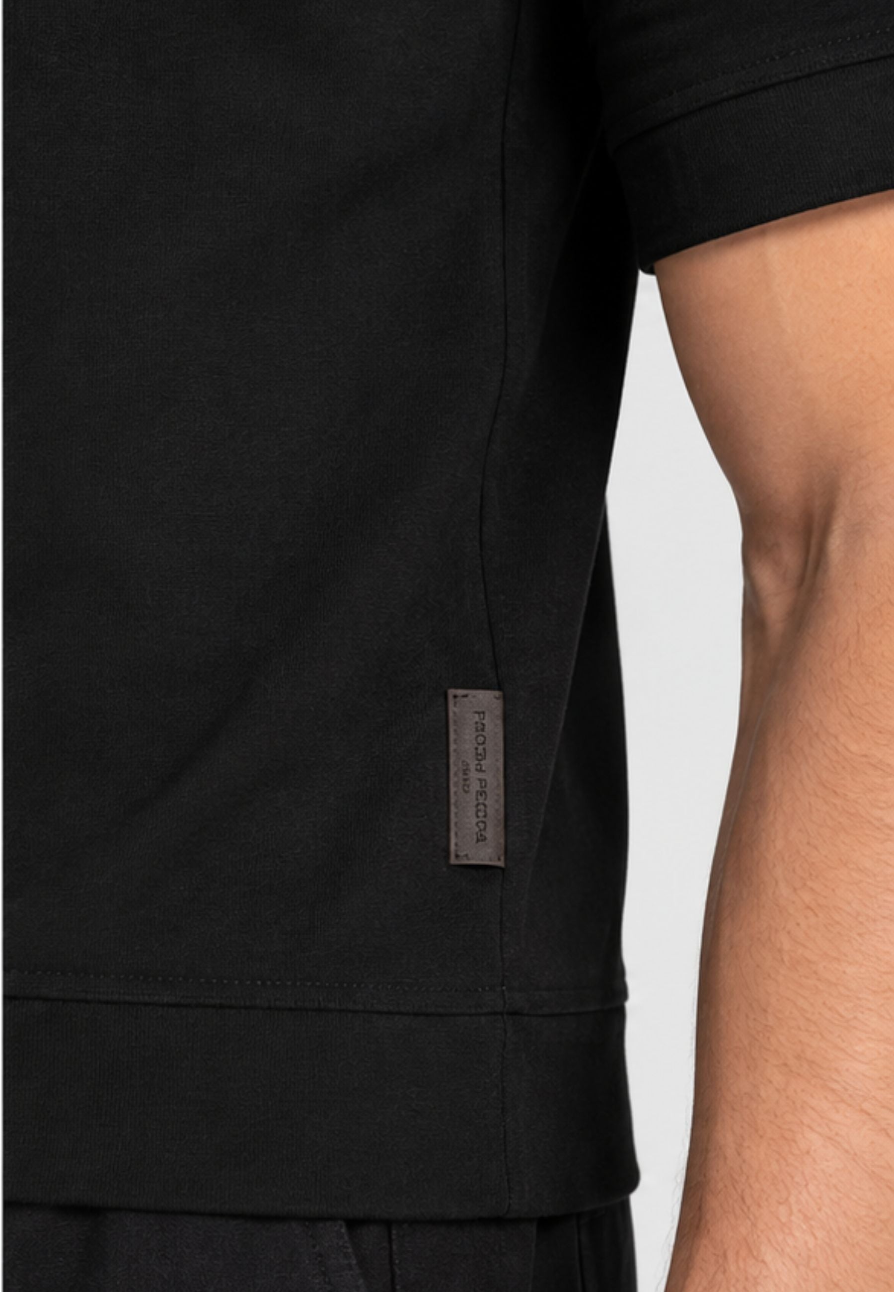 Paolo Pecora - T-Shirt Uomo Regular in Jersey di Cotone Bielastico - Nero 