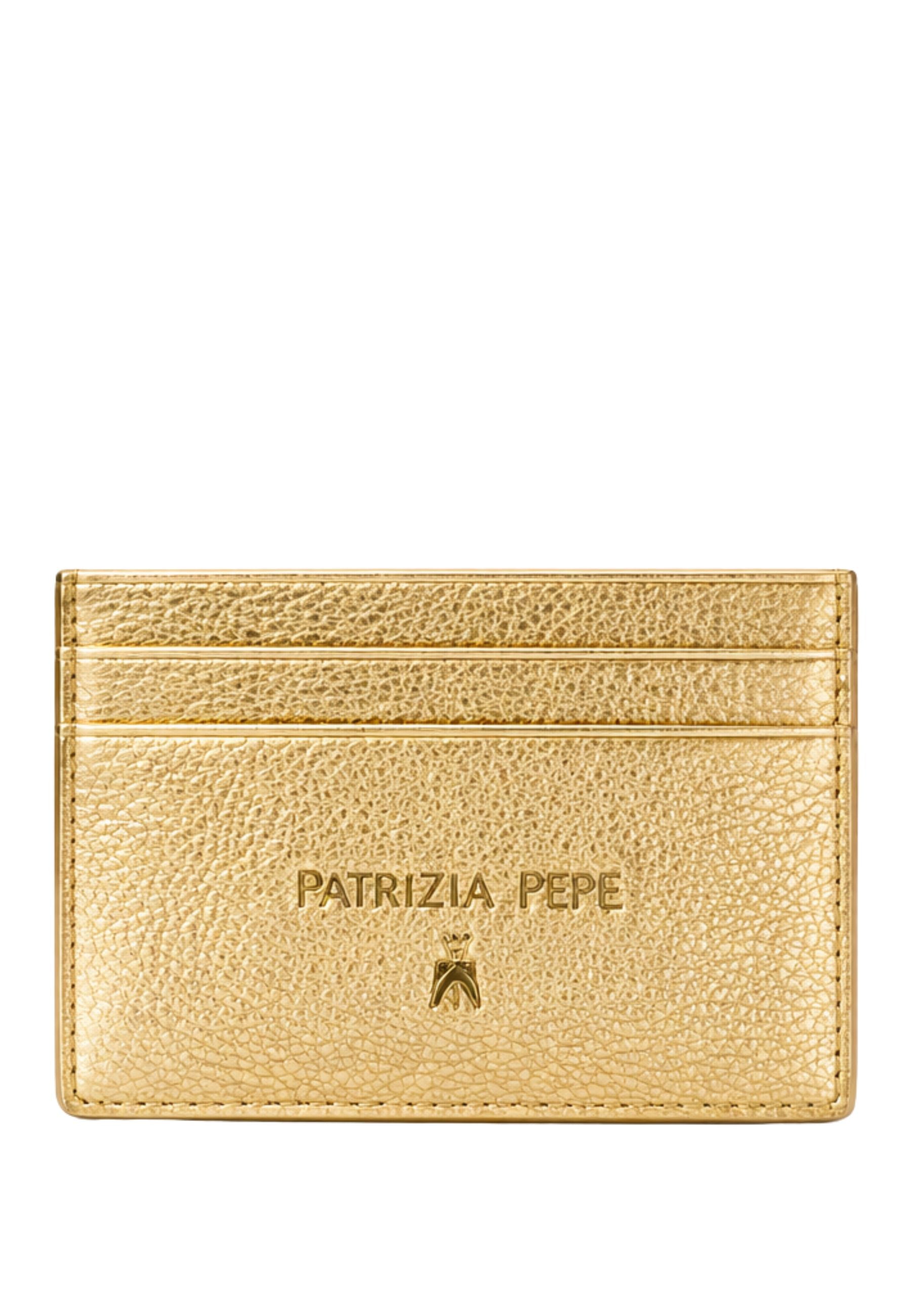 Portacarte Patrizia Pepe in pelle a grana con logo Fly 