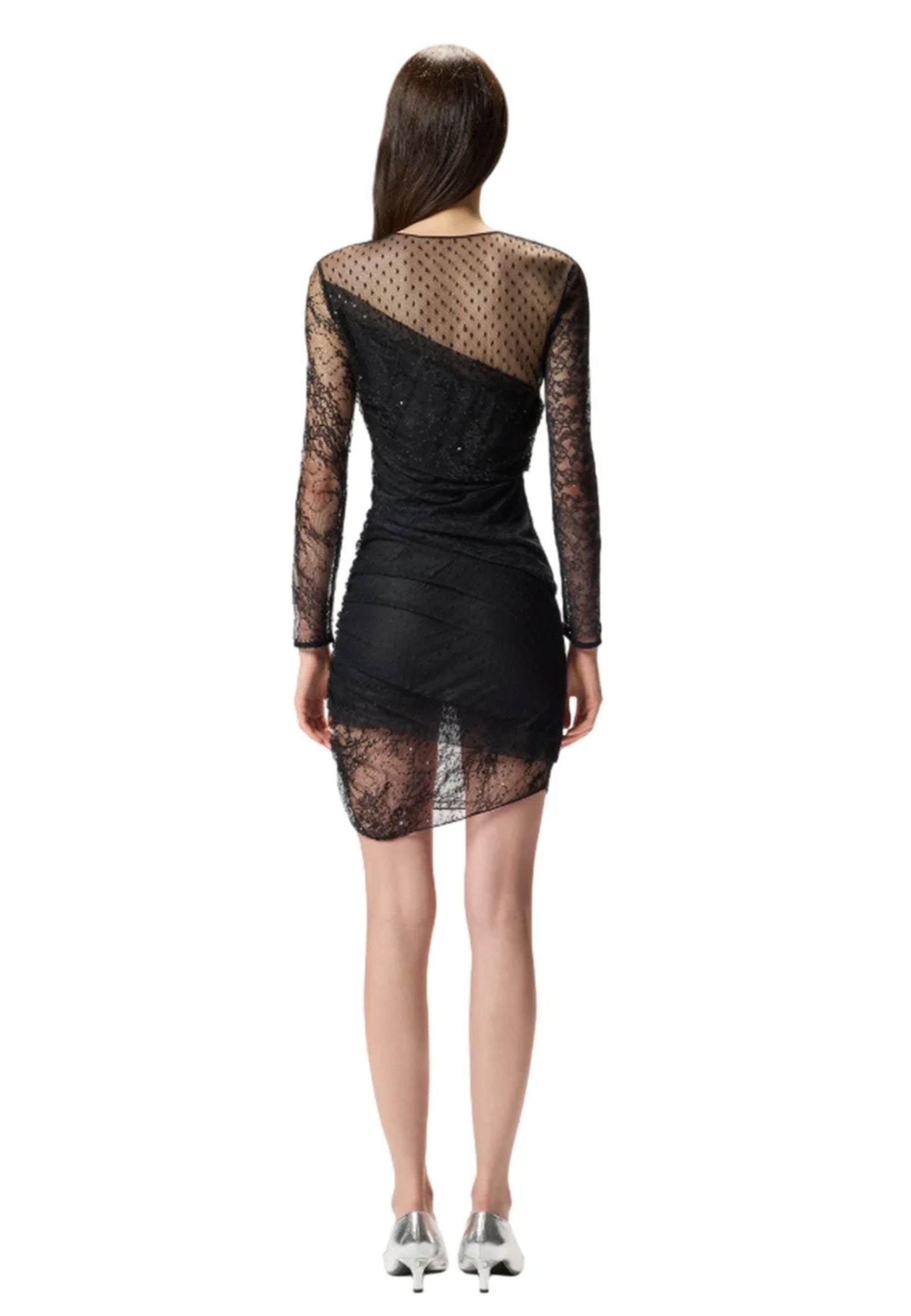 Abito corto Pinko in pizzo e tulle plumetis 