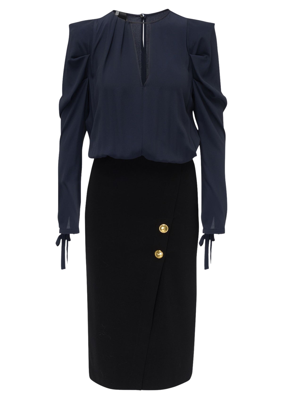 Abito Pinko Omelette bimateriale con gonna a tubino 