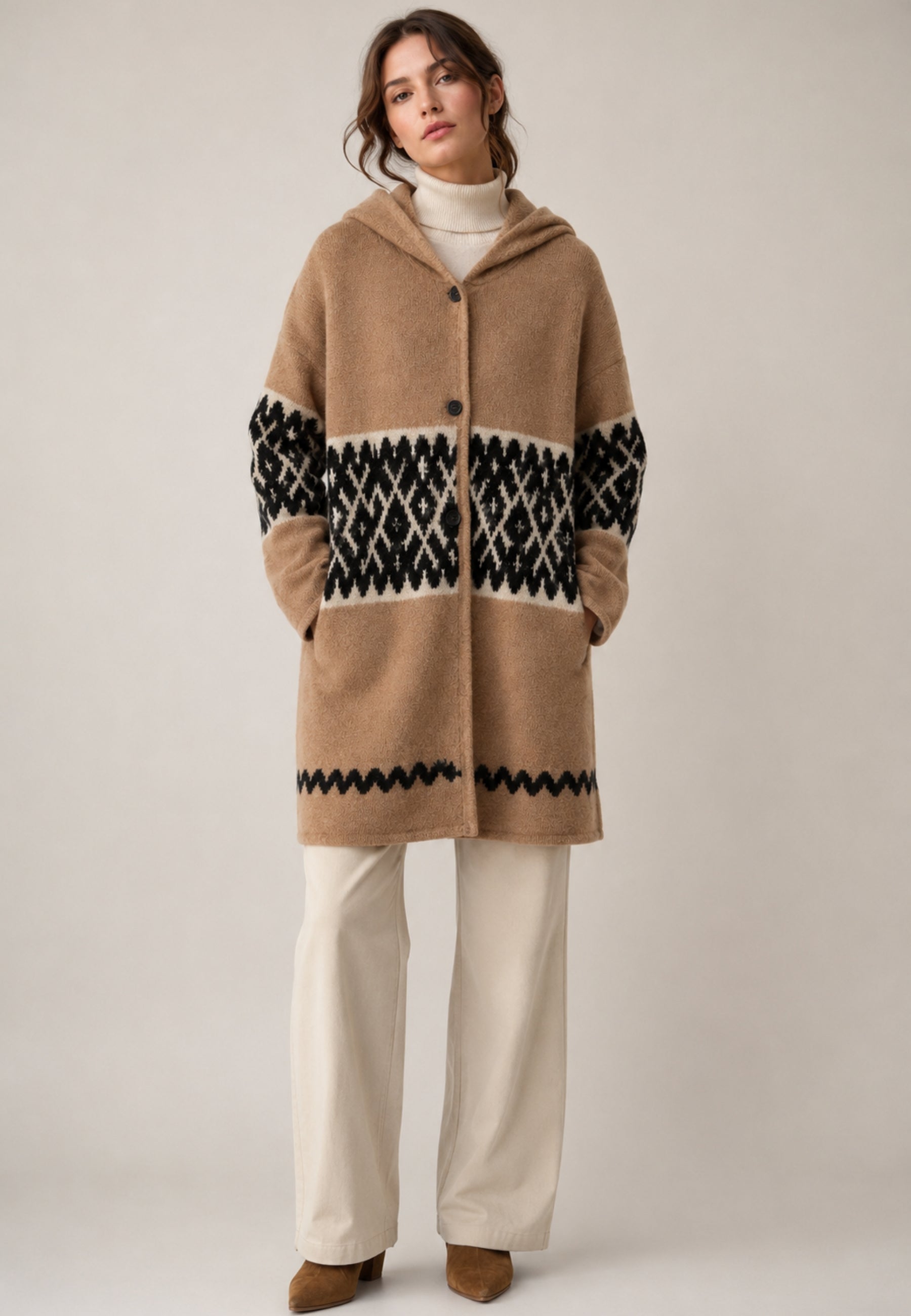 'S Max Mara Cardigan con Cappuccio Jacquard 