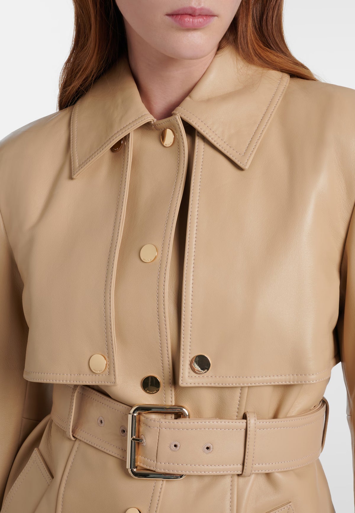 Sportmax - Giacca convertibile Stenzone in pelle beige 