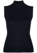 Sportmax - Ärmelloser Rollkragenpullover aus reiner Schurwolle
