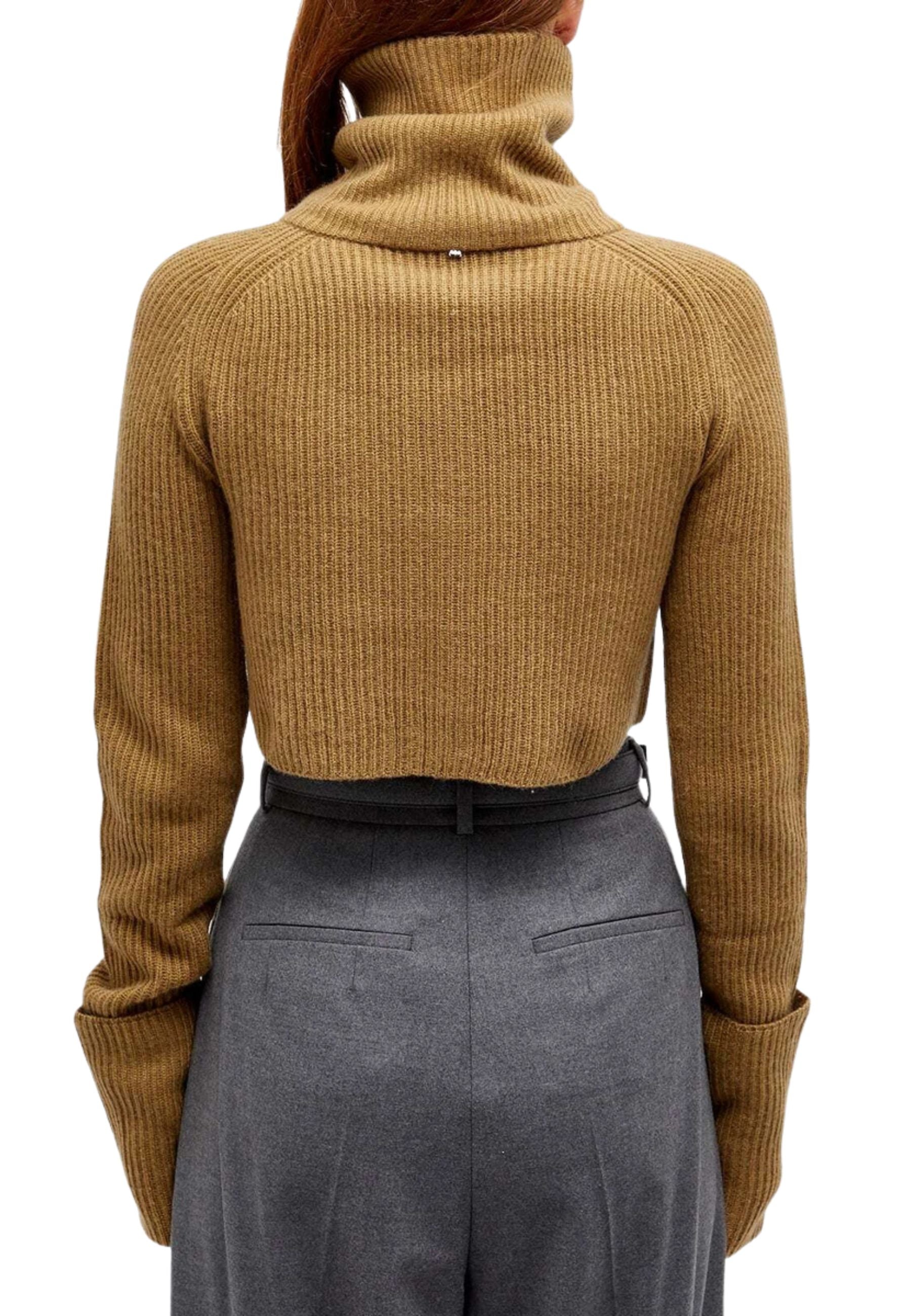 Sportmax Efebo Cardigan Crop in Lana e Cashmere Khaki 