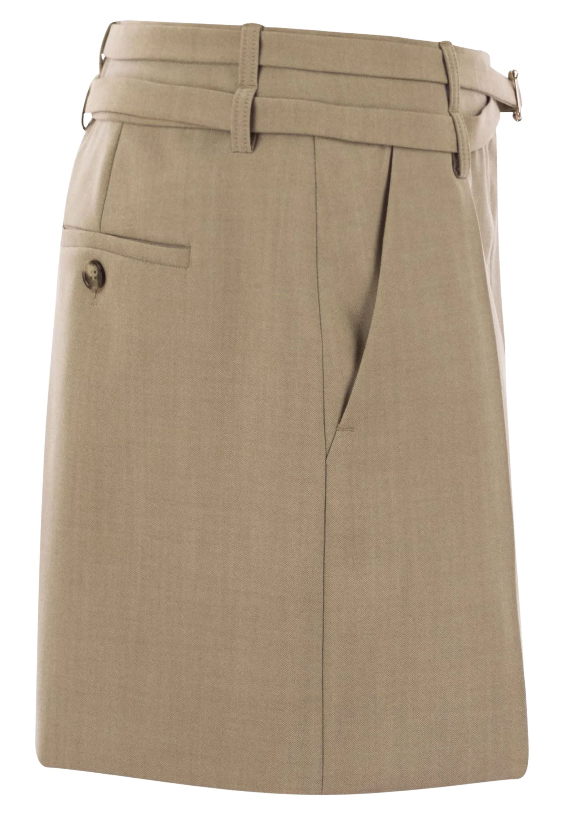 Sportmax Minigonna a portafoglio in lana vergine con cintura 