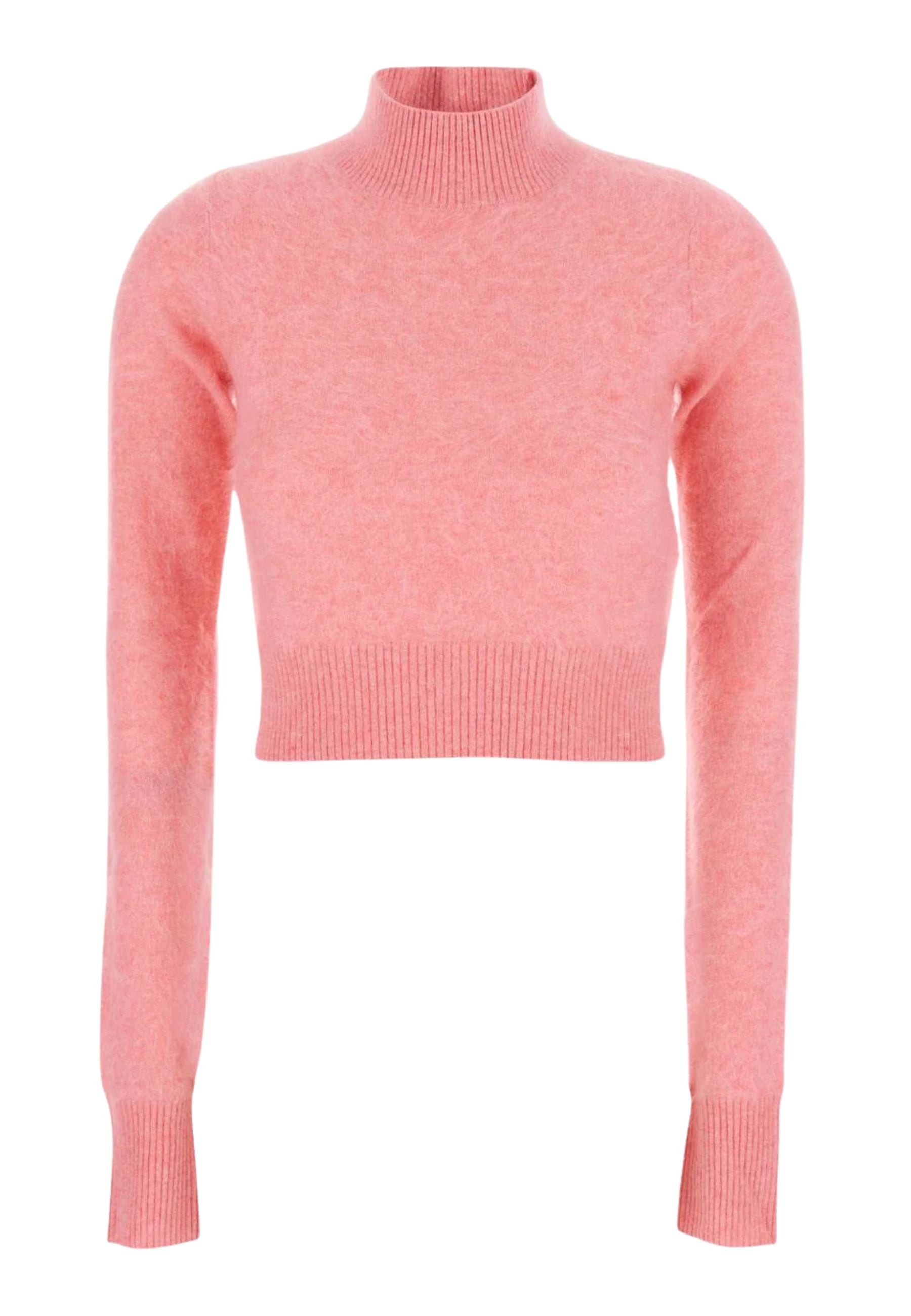 Sportmax Gubbio Maglione Crop in Puro Cashmere Rosa 