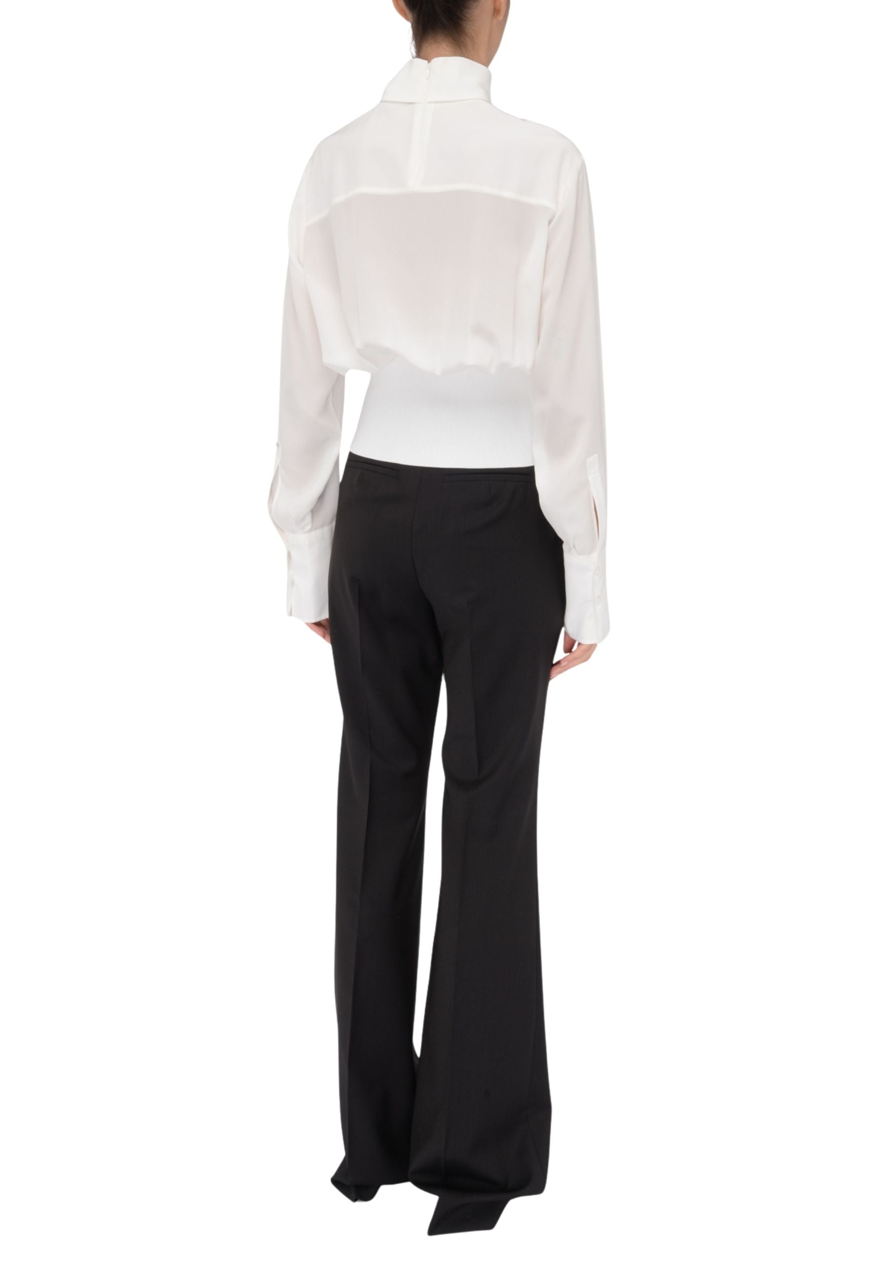 Sportmax Hangar Pantalone Flare in Lana Vergine Nero 