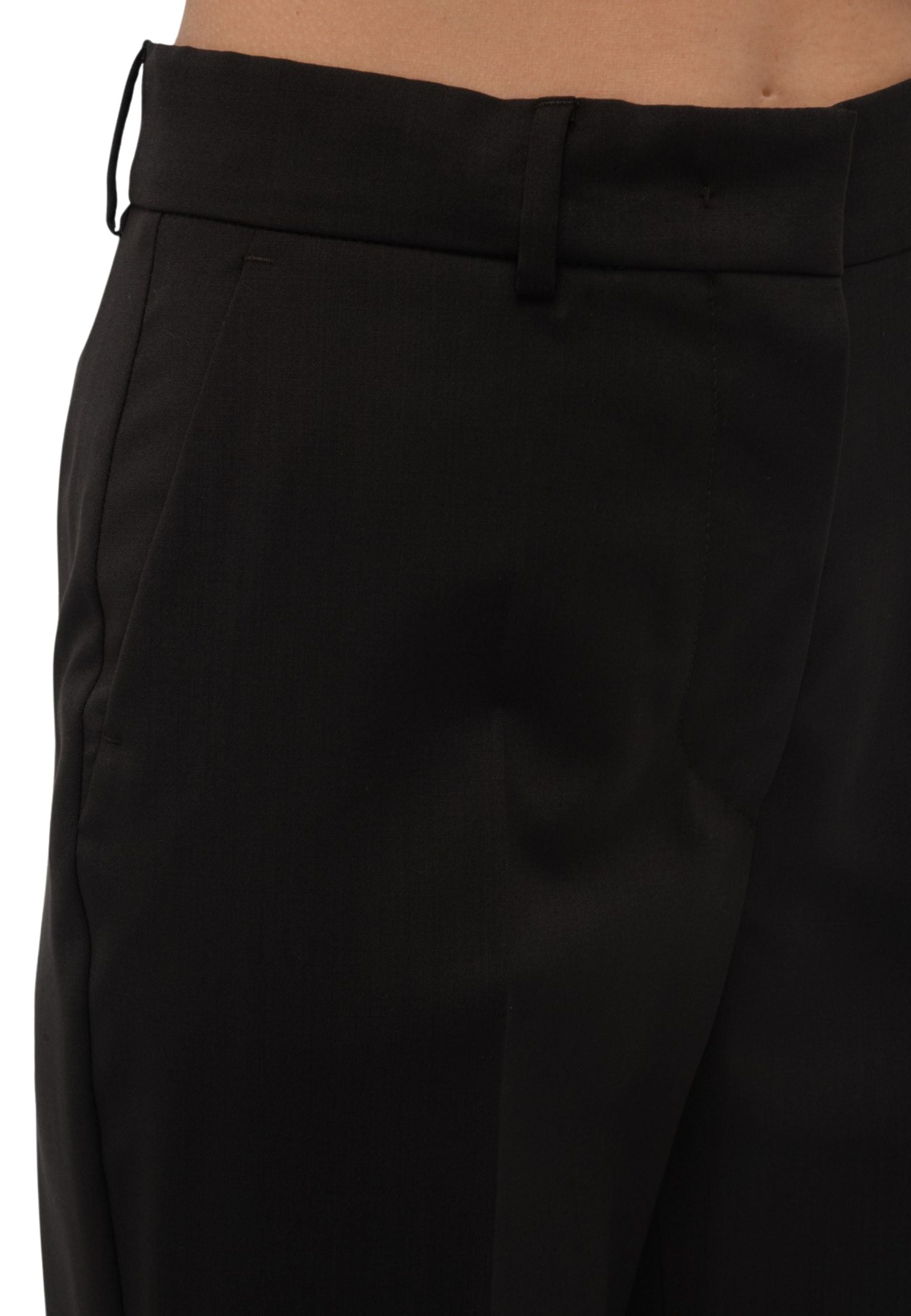 Sportmax Hangar Pantalone Flare in Lana Vergine Nero 