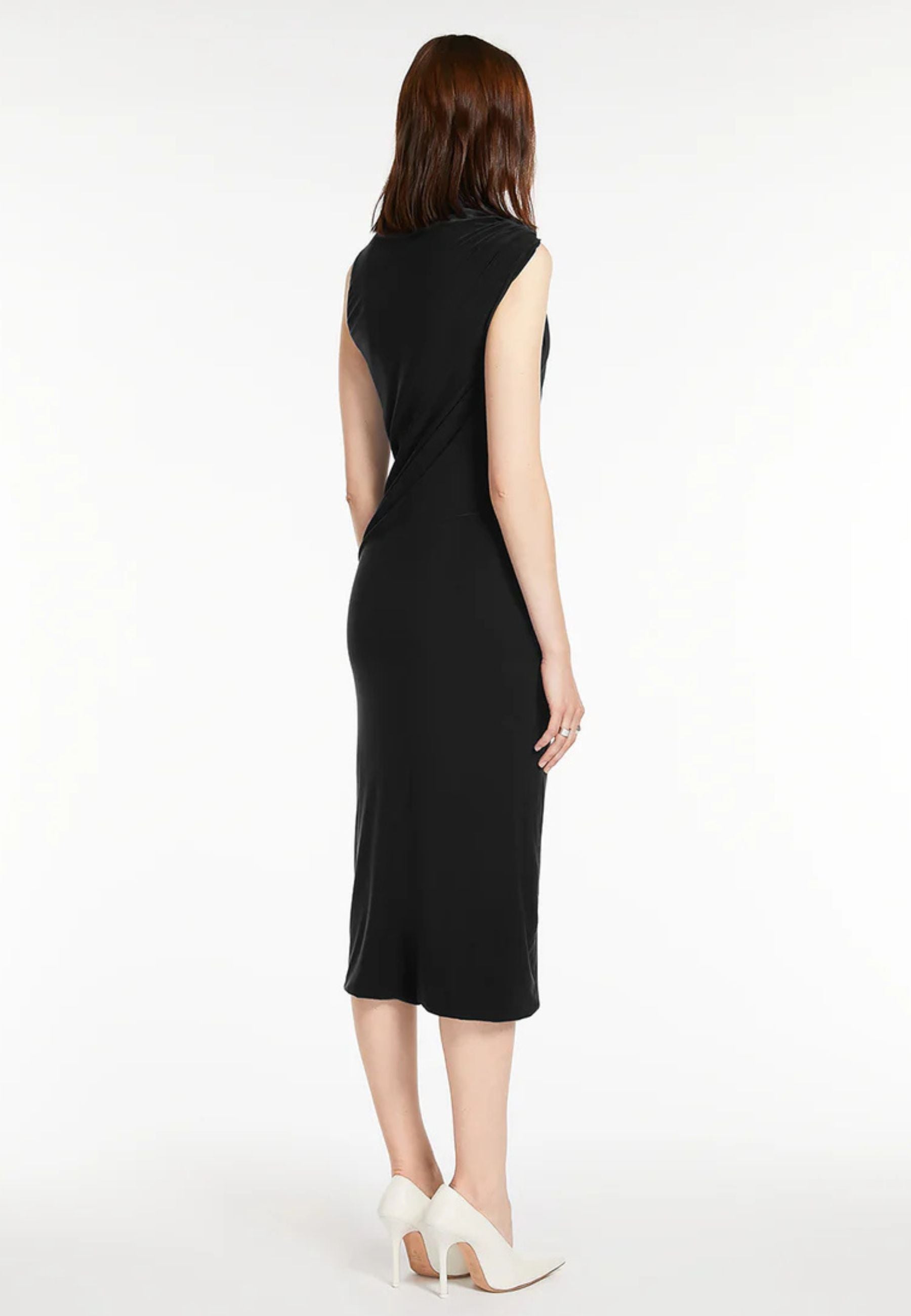 Sportmax Abito lungo asimmetrico con nodo sulla spalla 