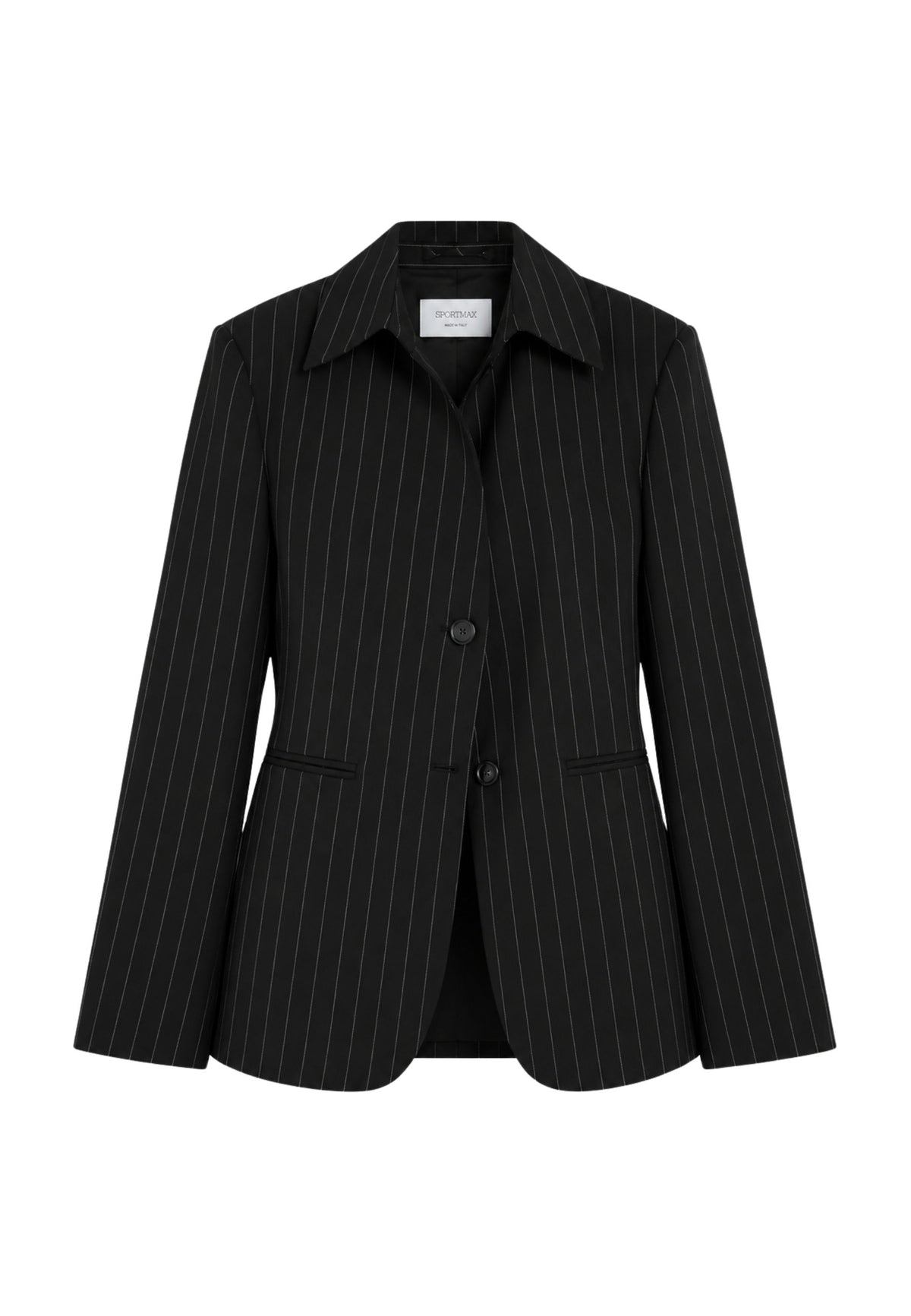 SPORTMAX - Blazer Gessato in Lana Vergine Stretch 