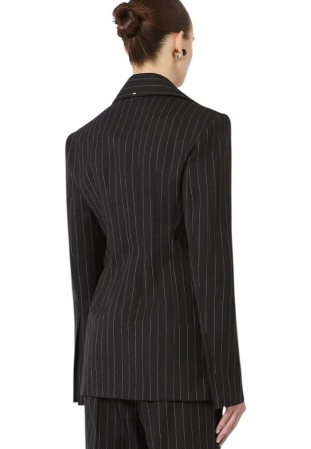 SPORTMAX - Blazer Gessato in Lana Vergine Stretch 