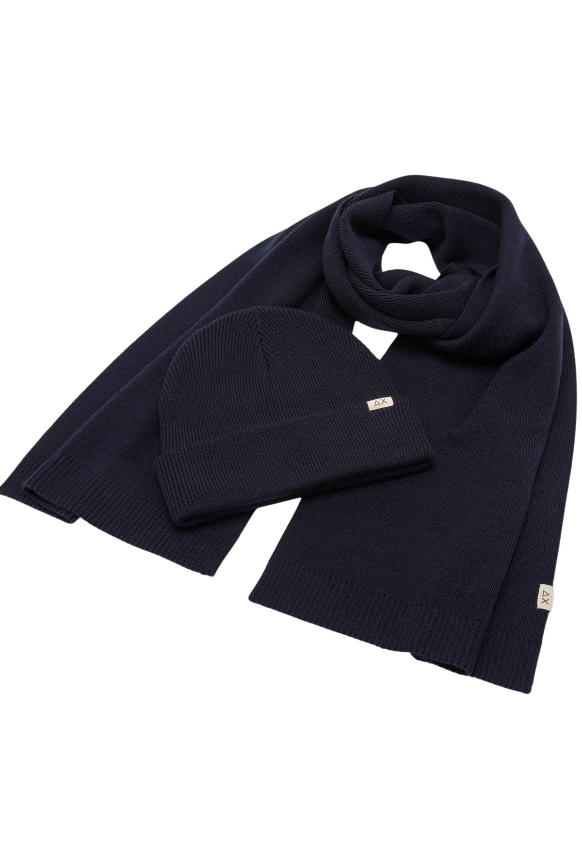 SUN68 - Set Berretto e Sciarpa Uomo in Misto Lana Navy Blue 
