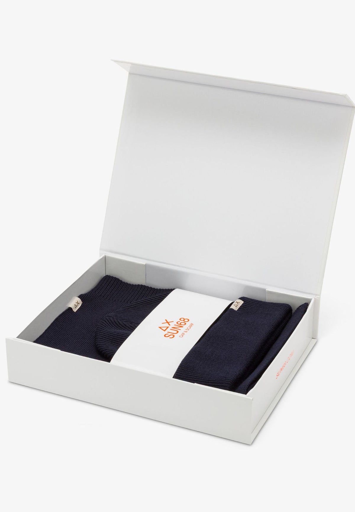 SUN68 - Set Berretto e Sciarpa Uomo in Misto Lana Navy Blue 