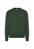 SUN68 Maglia girocollo in lana e cotone verde scuro