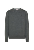 SUN68 Maglia girocollo in lana e cotone grigio scuro
