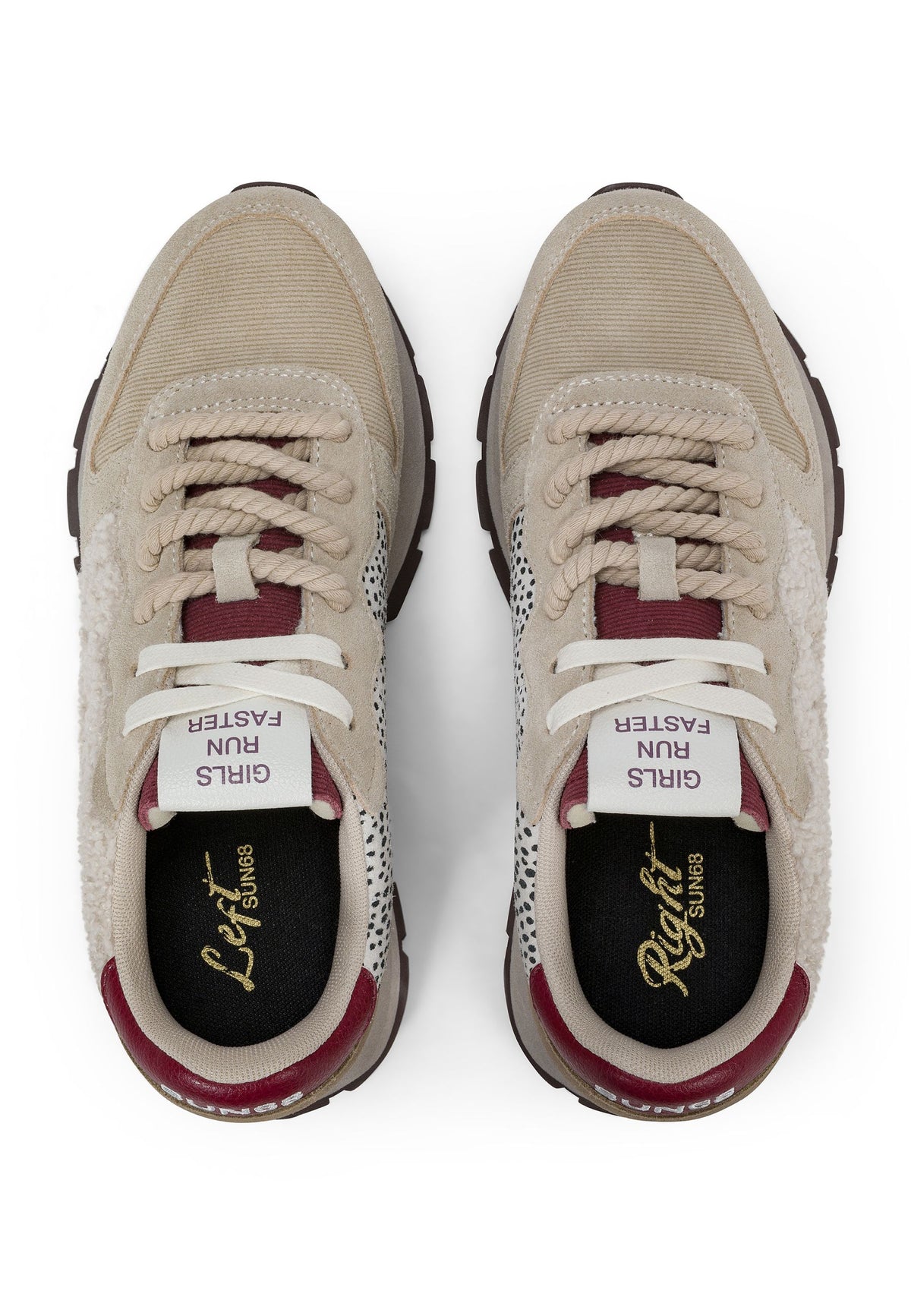 SUN68 - Sneaker Ally in suede e tessuto effetto teddy 