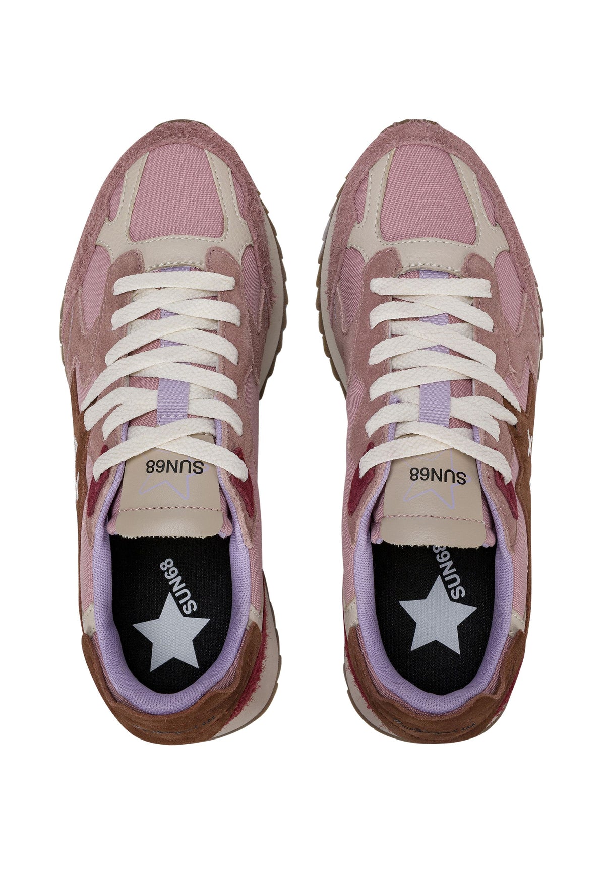 SUN68 - Sneaker Donna Platform in Suede e Tessuto 