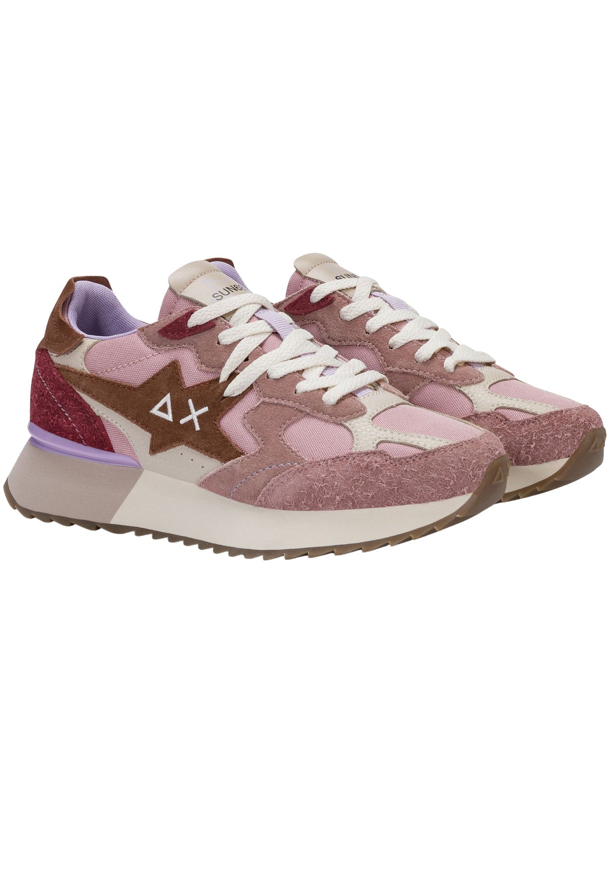 SUN68 - Sneaker Donna Platform in Suede e Tessuto 