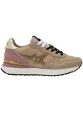 SUN68 Stargirl - Sneakers Donna in Suede e Nylon con Strass Beige Scuro