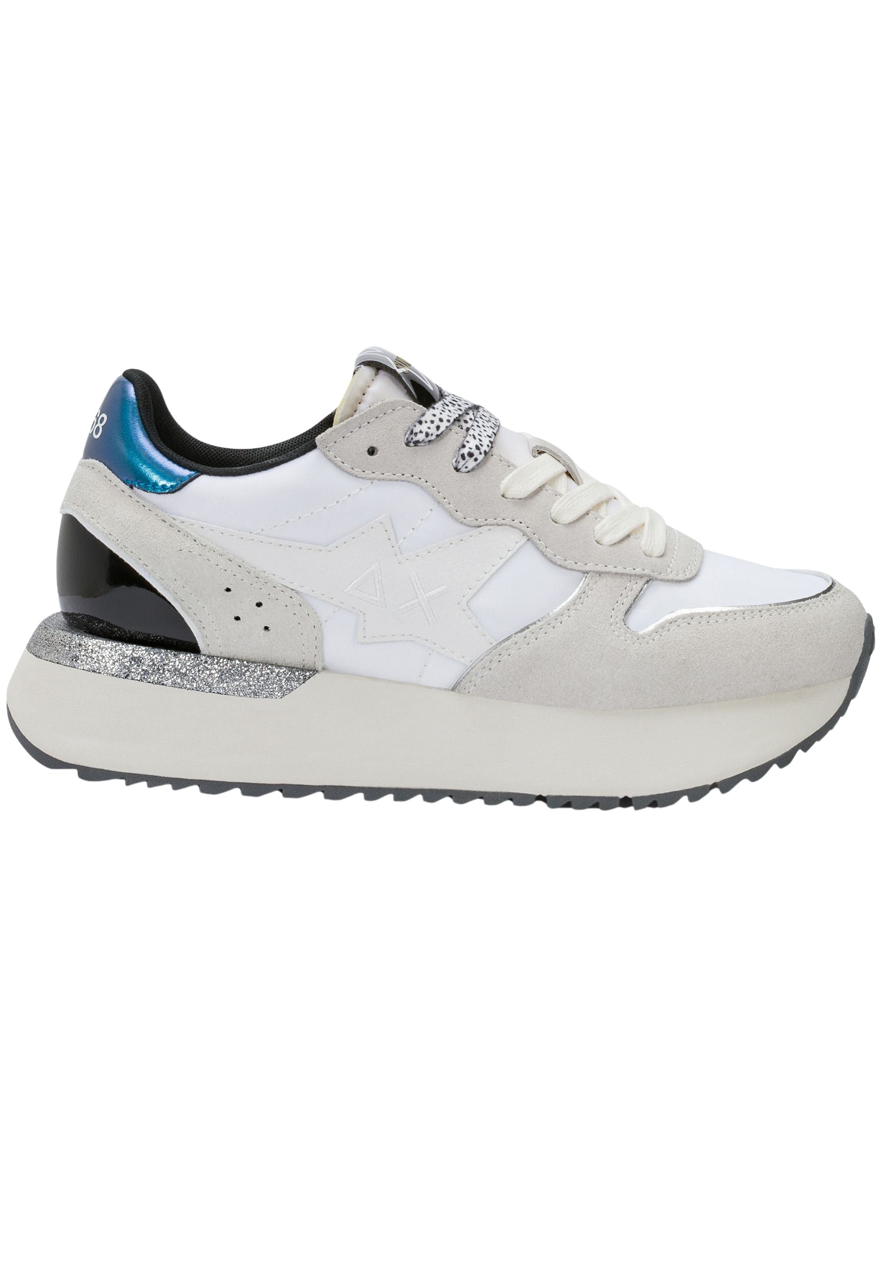 SUN68 Big Stargirl - Sneakers Donna in Nylon e Suede Bianco 