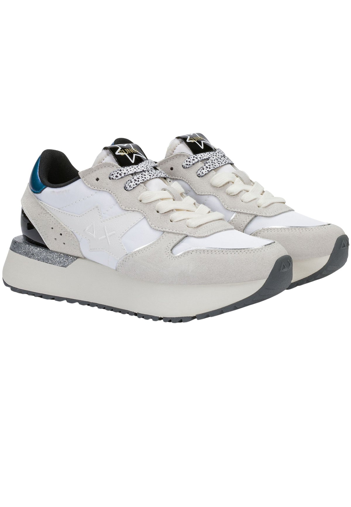SUN68 Big Stargirl - Sneakers Donna in Nylon e Suede Bianco 