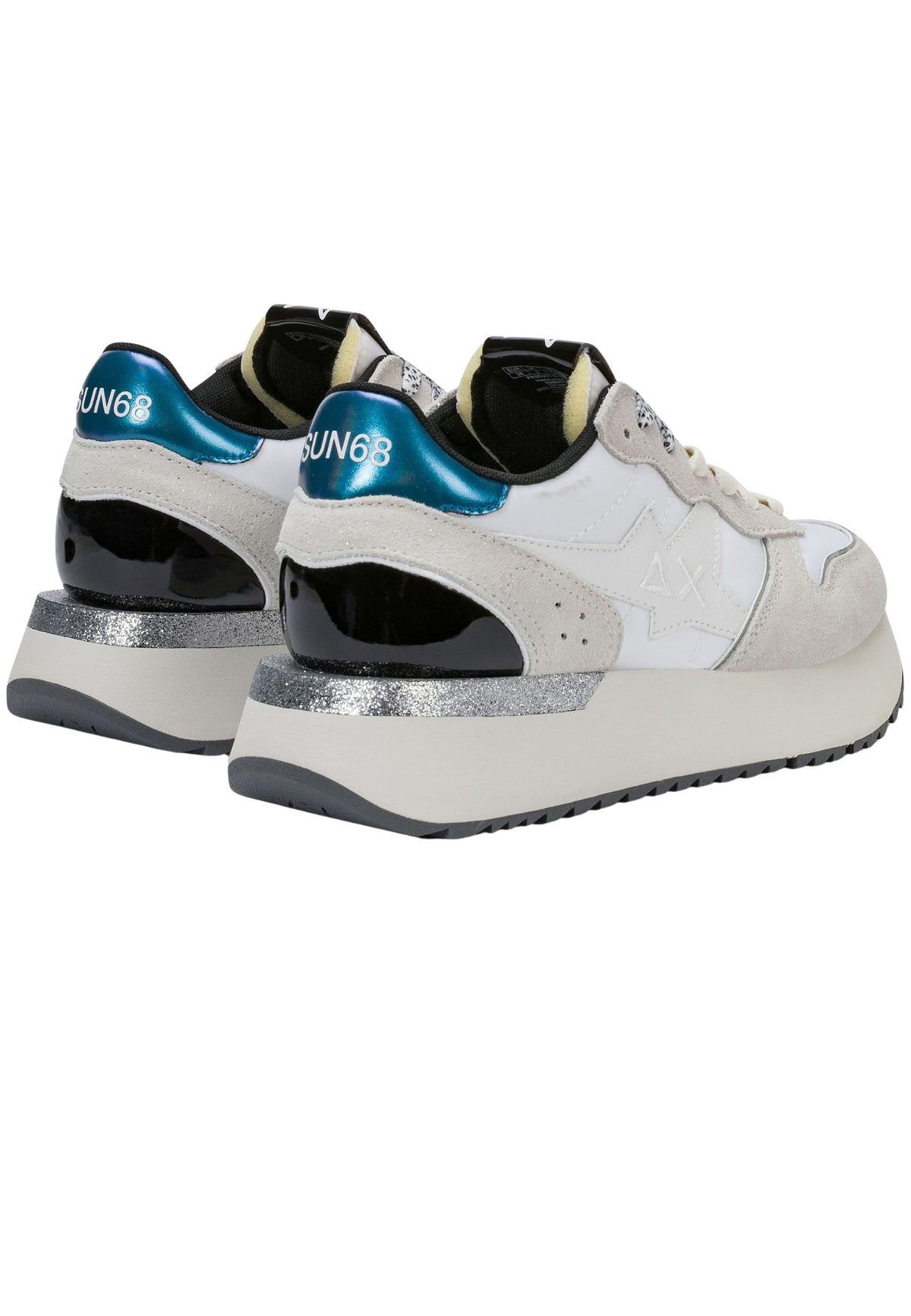 SUN68 Big Stargirl - Sneakers Donna in Nylon e Suede Bianco 