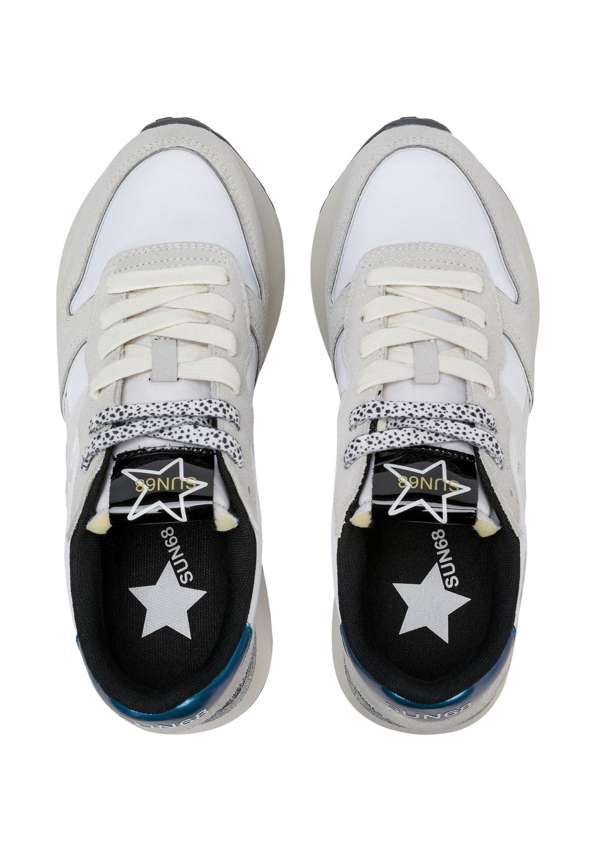 SUN68 Big Stargirl - Sneakers Donna in Nylon e Suede Bianco 