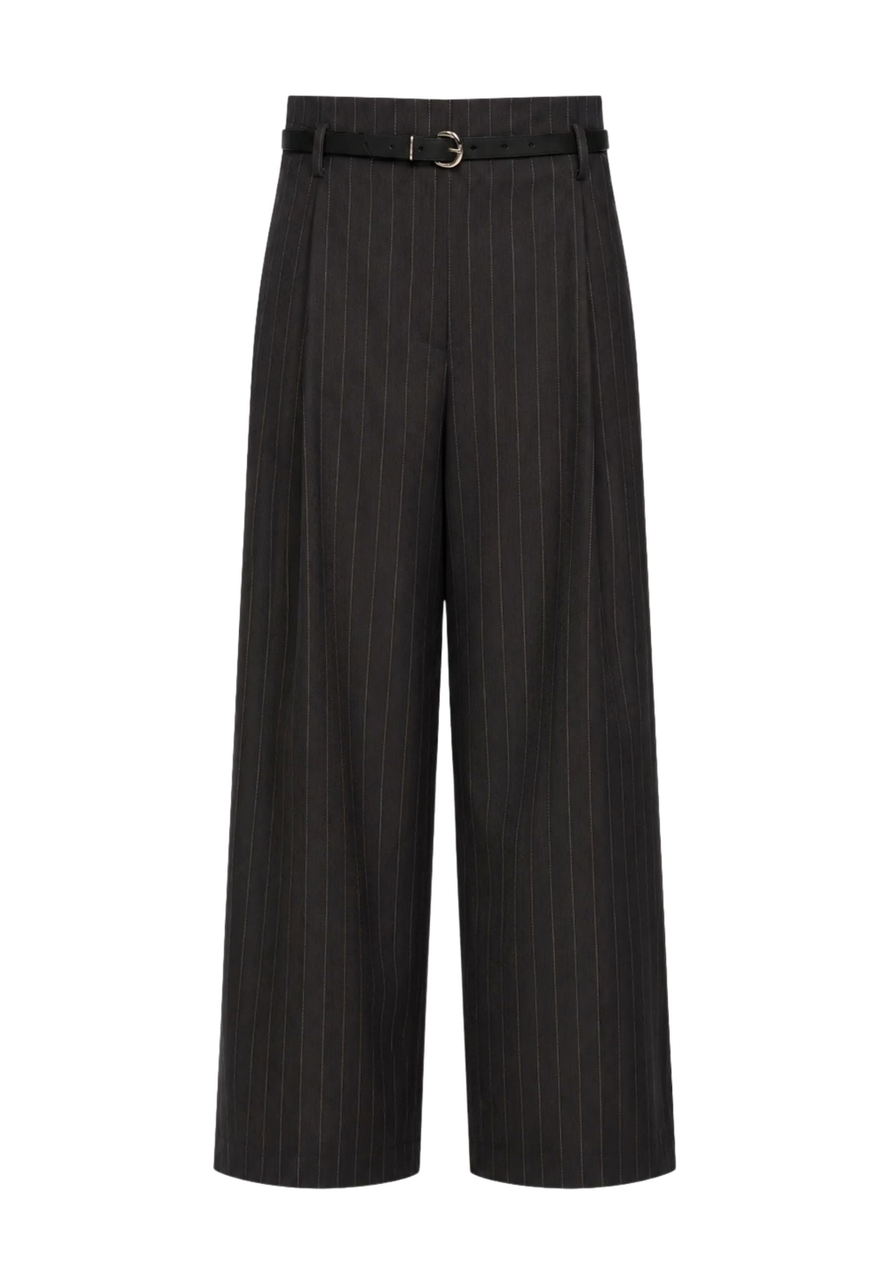 Tensione In - Pantalone gessato con cintura 