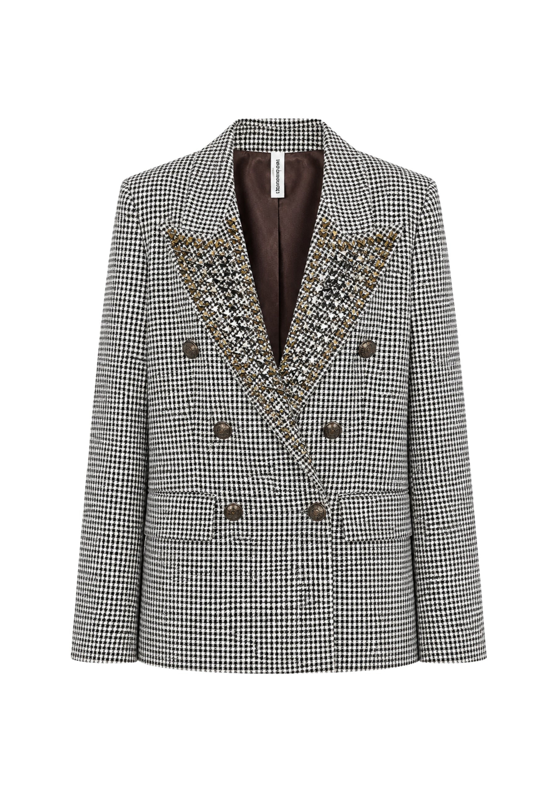 Tensione In - Blazer Doppiopetto Pied-de-Poule con Rever Gioiello 