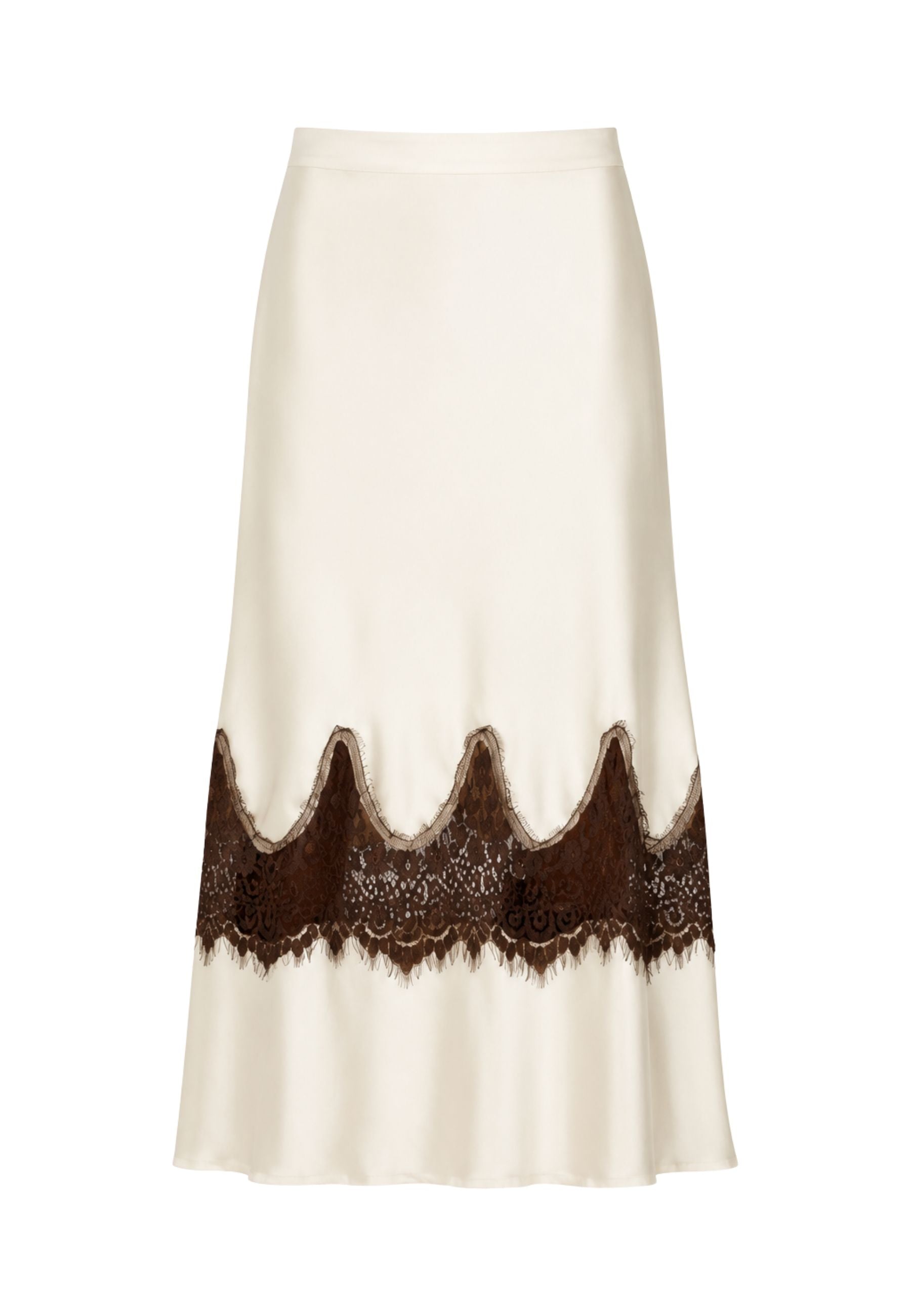Tensione In - Gonna lunga in satin con intarsio in pizzo 