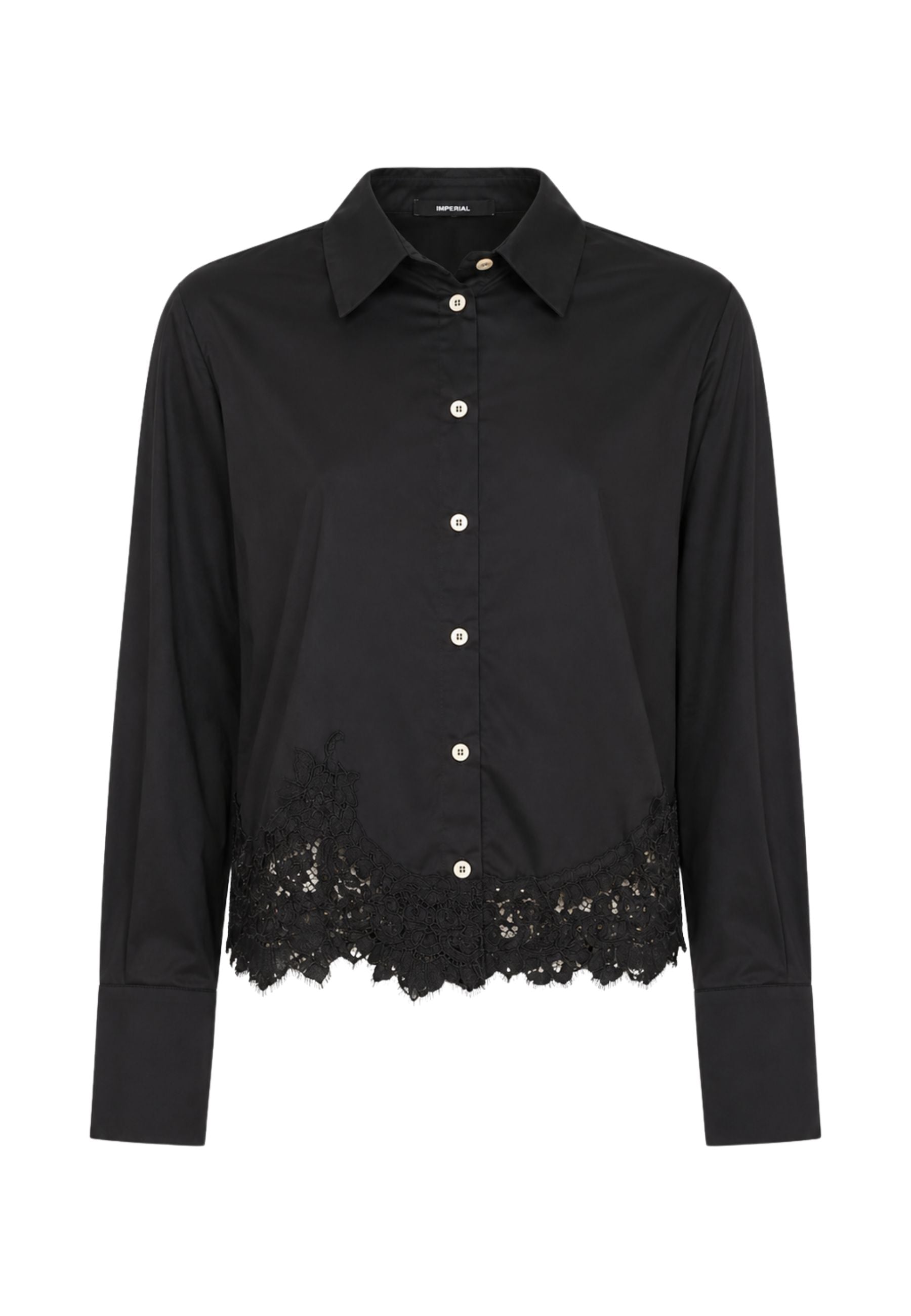 Tensione In Camicia in Cotone con Pizzo 