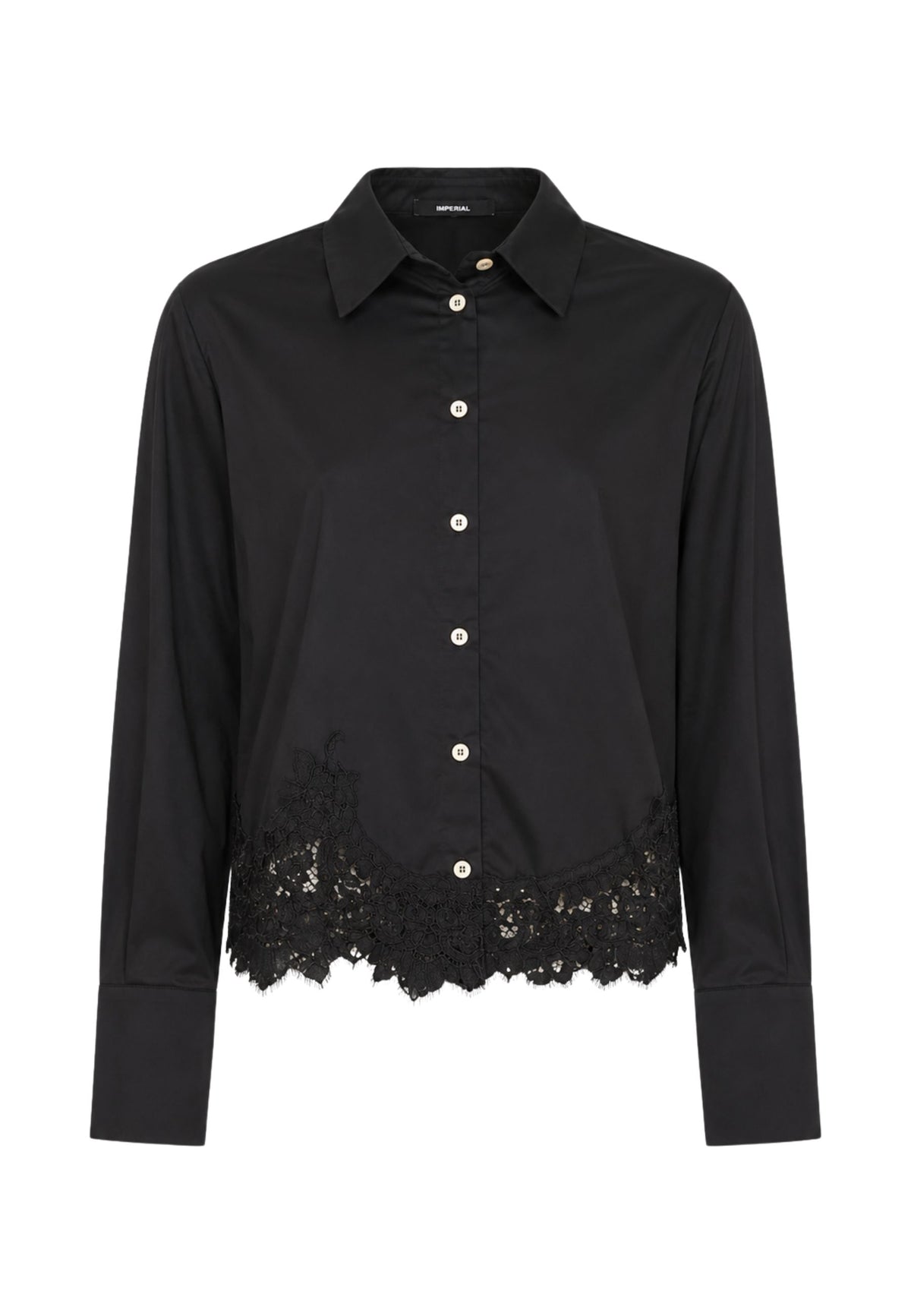 Tensione In Camicia in Cotone con Pizzo 