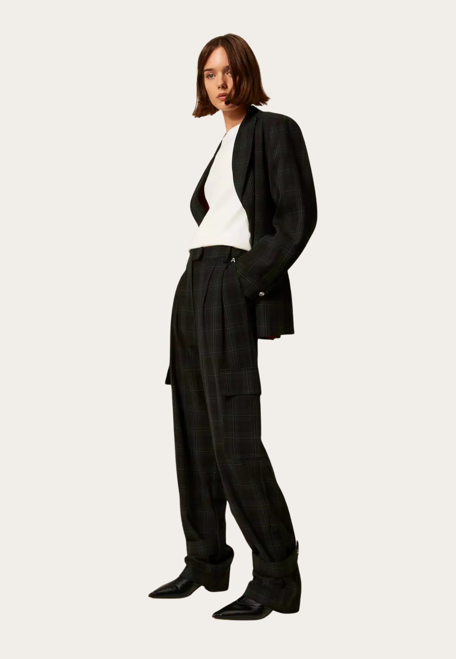 Pantaloni Cargo Actitude by Twinset in Tartan Verde 