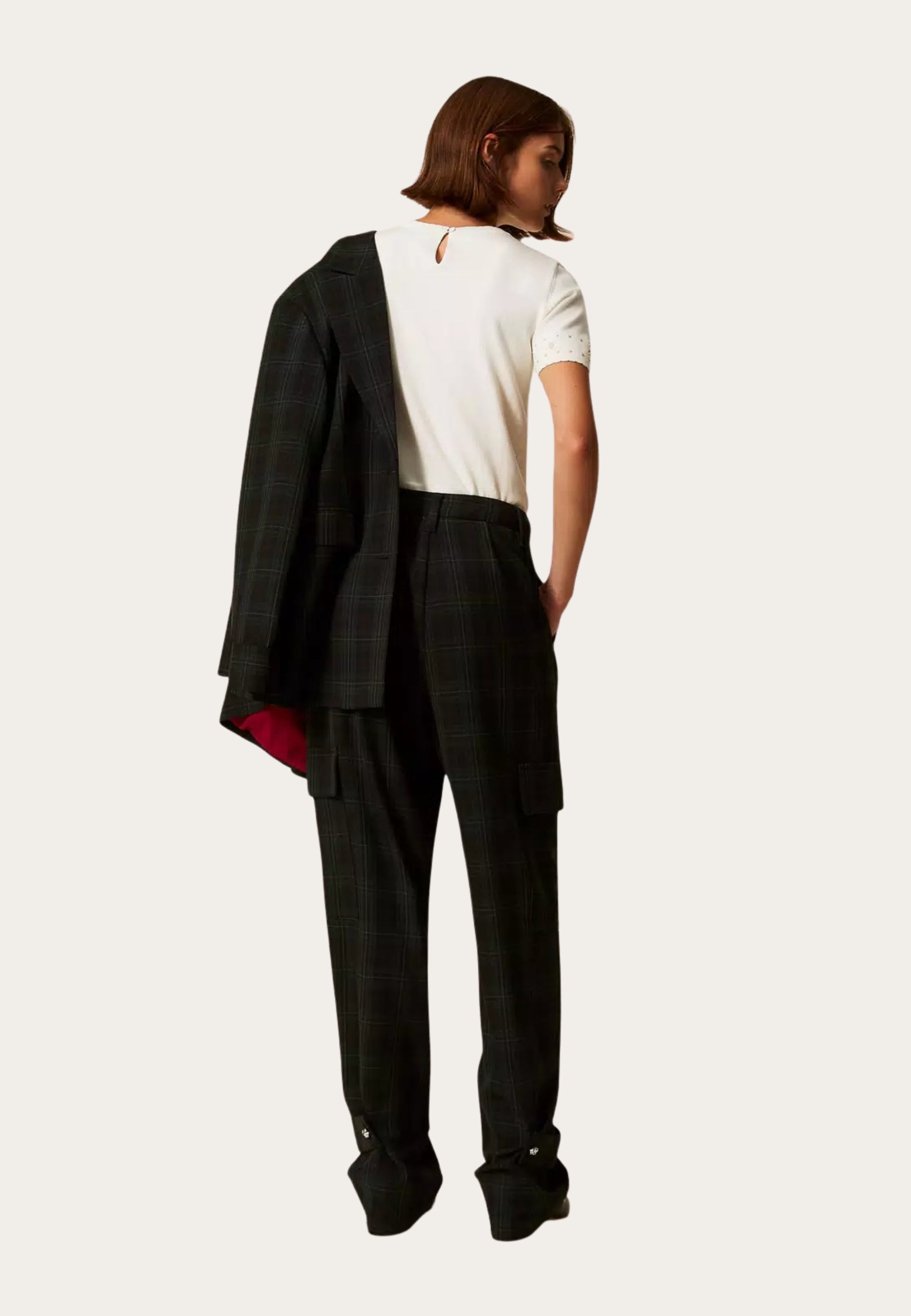 Pantaloni Cargo Actitude by Twinset in Tartan Verde 