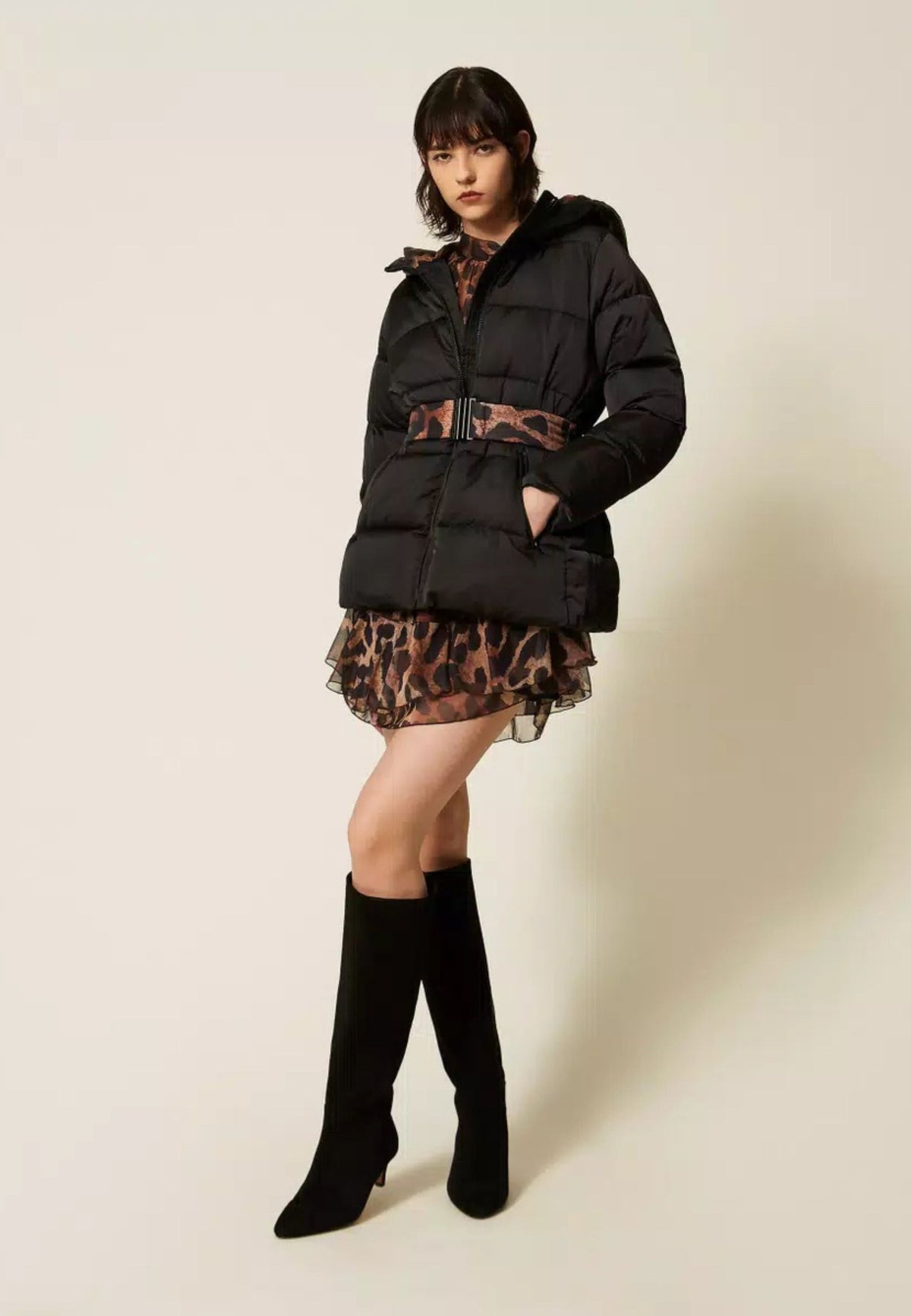 Piumino Twinset Actitude con cintura reversibile 