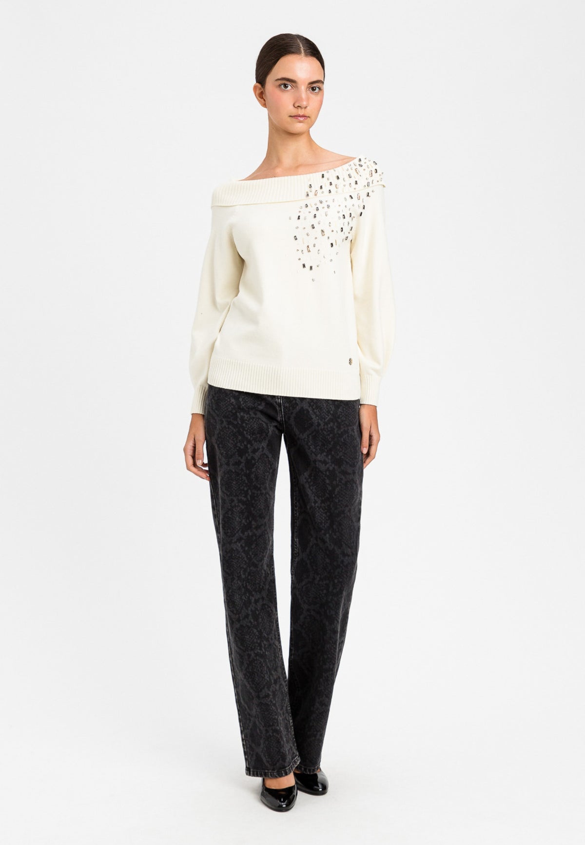 Actitude Twinset - Maglia in misto viscosa con strass 