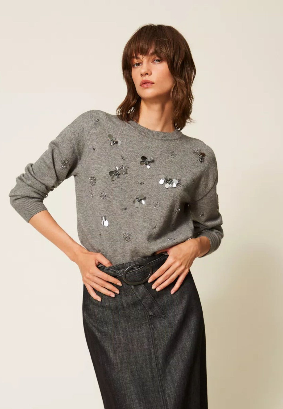 Maglia Twinset Actitude girocollo con ricamo 