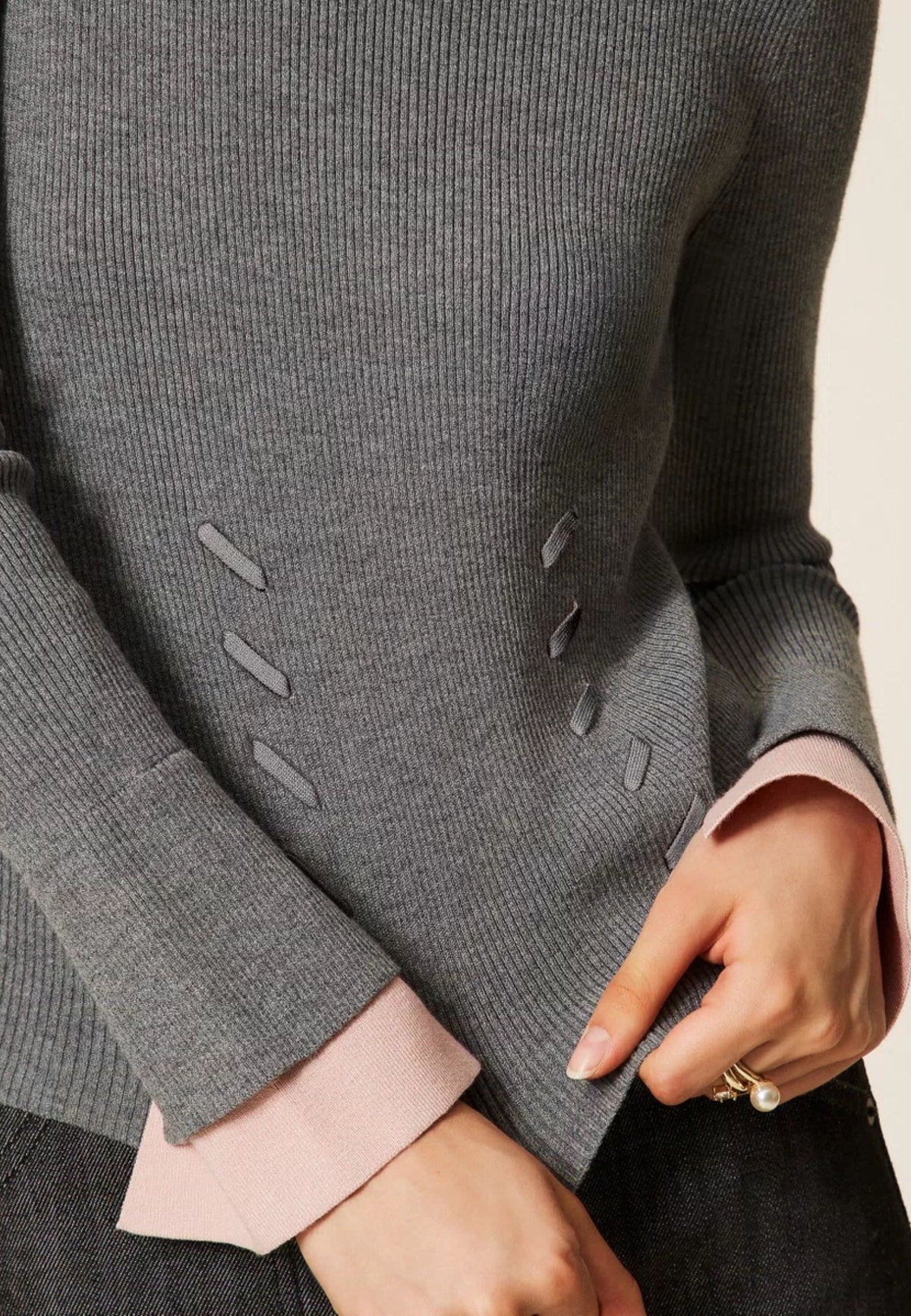 Maglia Twinset Actitude a lupetto con dettagli a contrasto 