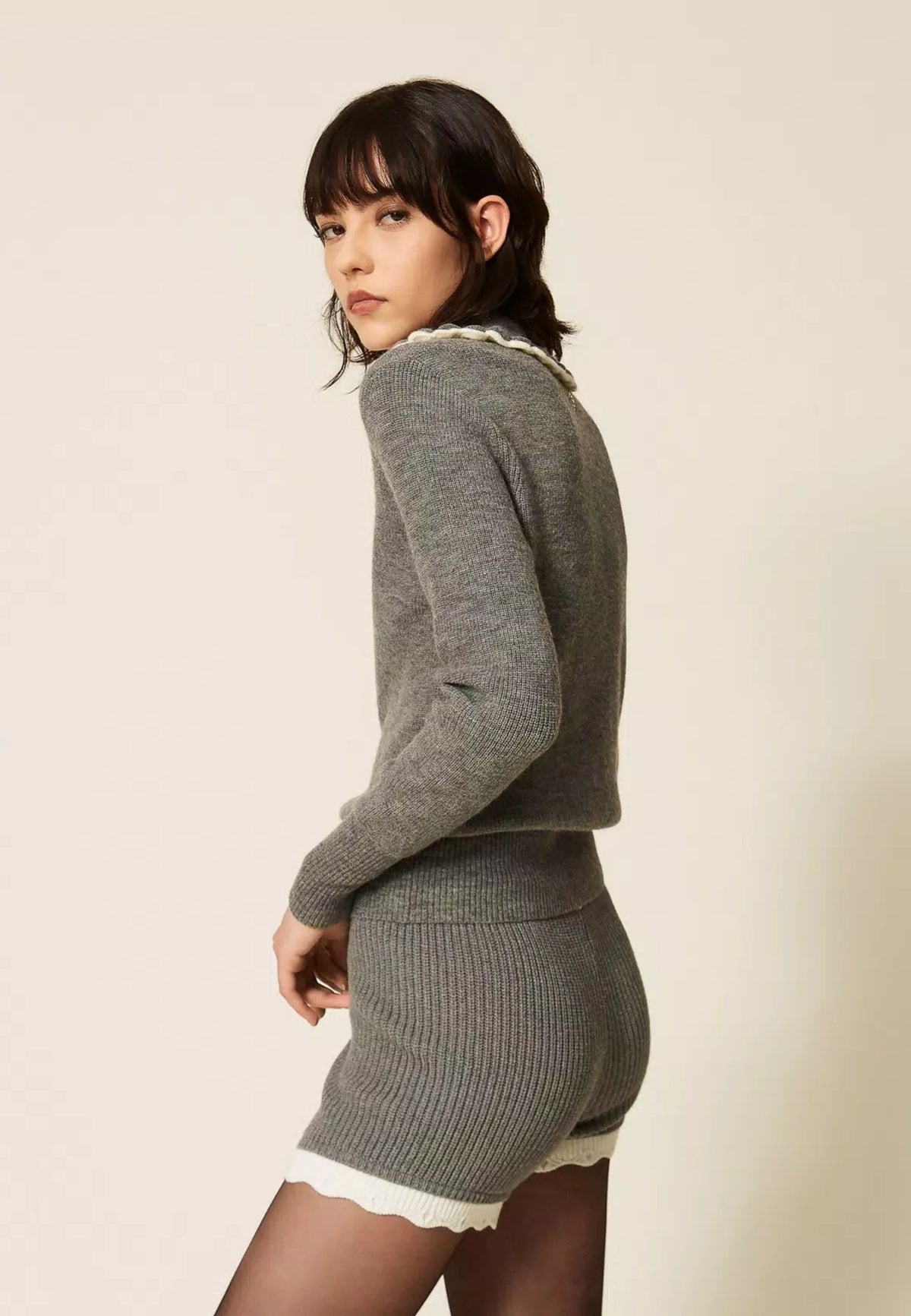 Maglia Twinset Actitude a polo con colletto crochet 